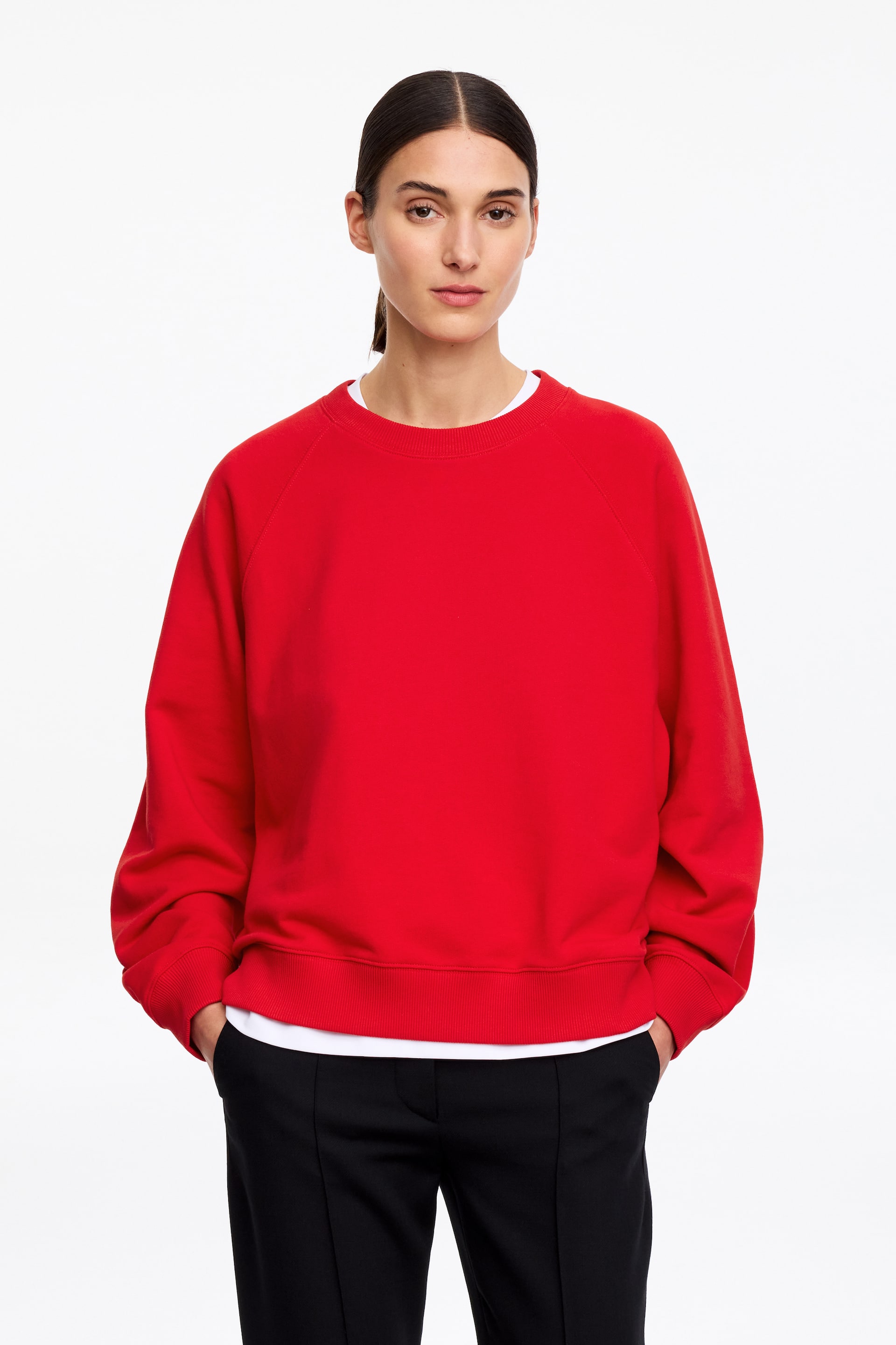 Visa större bild: Sweatshirt i French terry - Röd - DAM | H&M FI 1