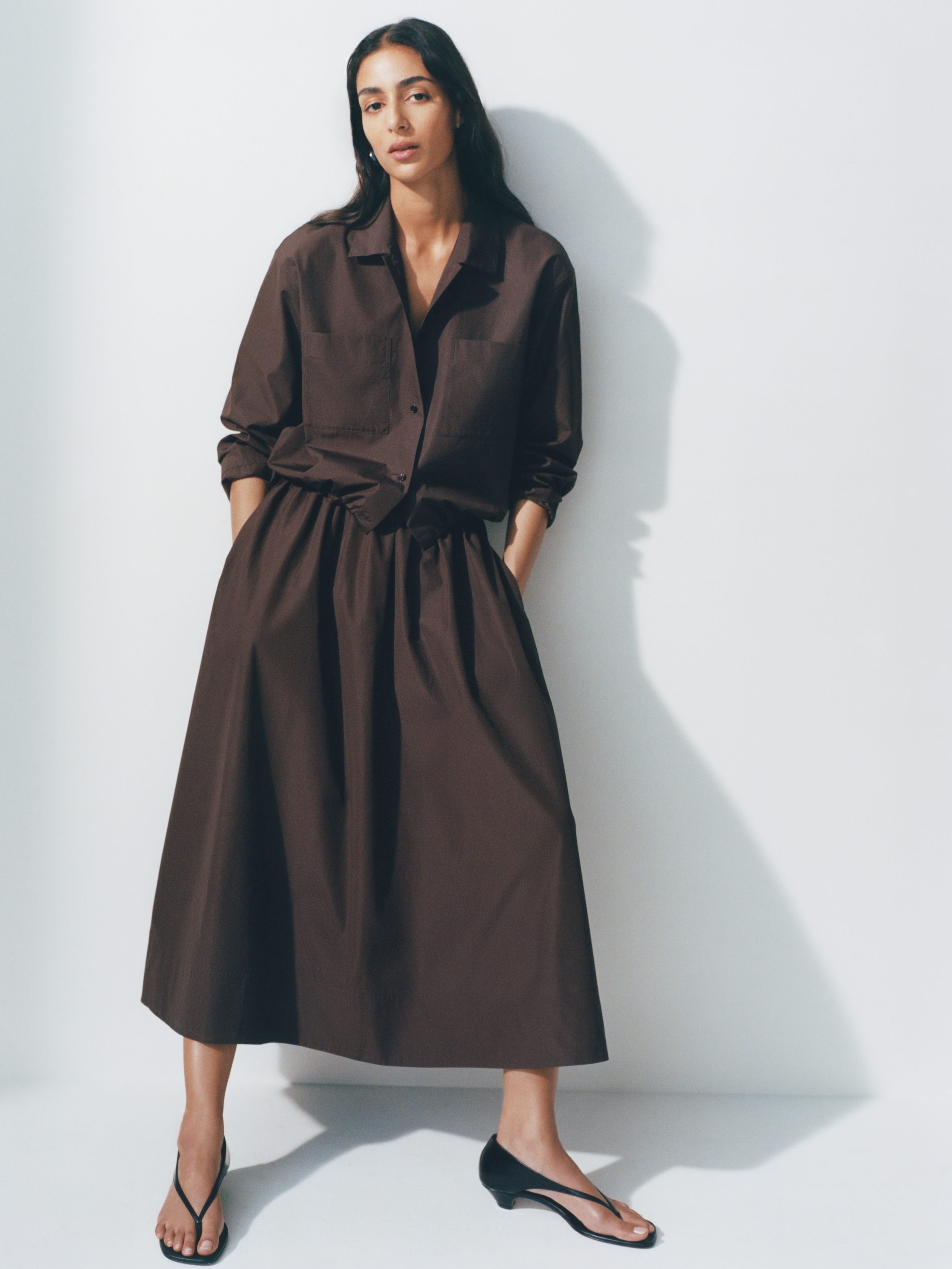 Cotton Poplin Skirt - Dark Brown - Regular fit - Women - StillMedia/Environmental - 1