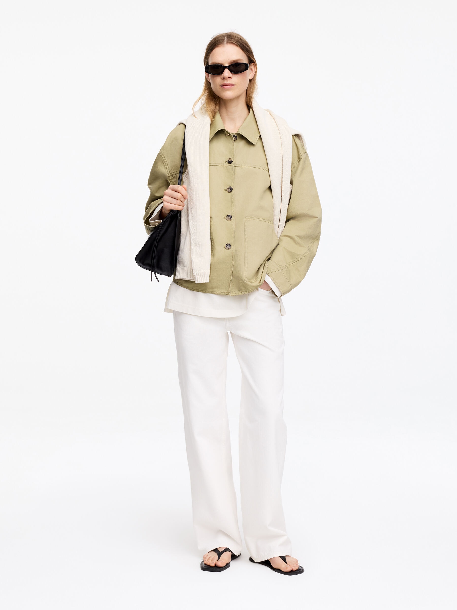 Linen-Cotton Overshirt - Beige - Loose fit - Women - StillMedia/Lookbook - 4