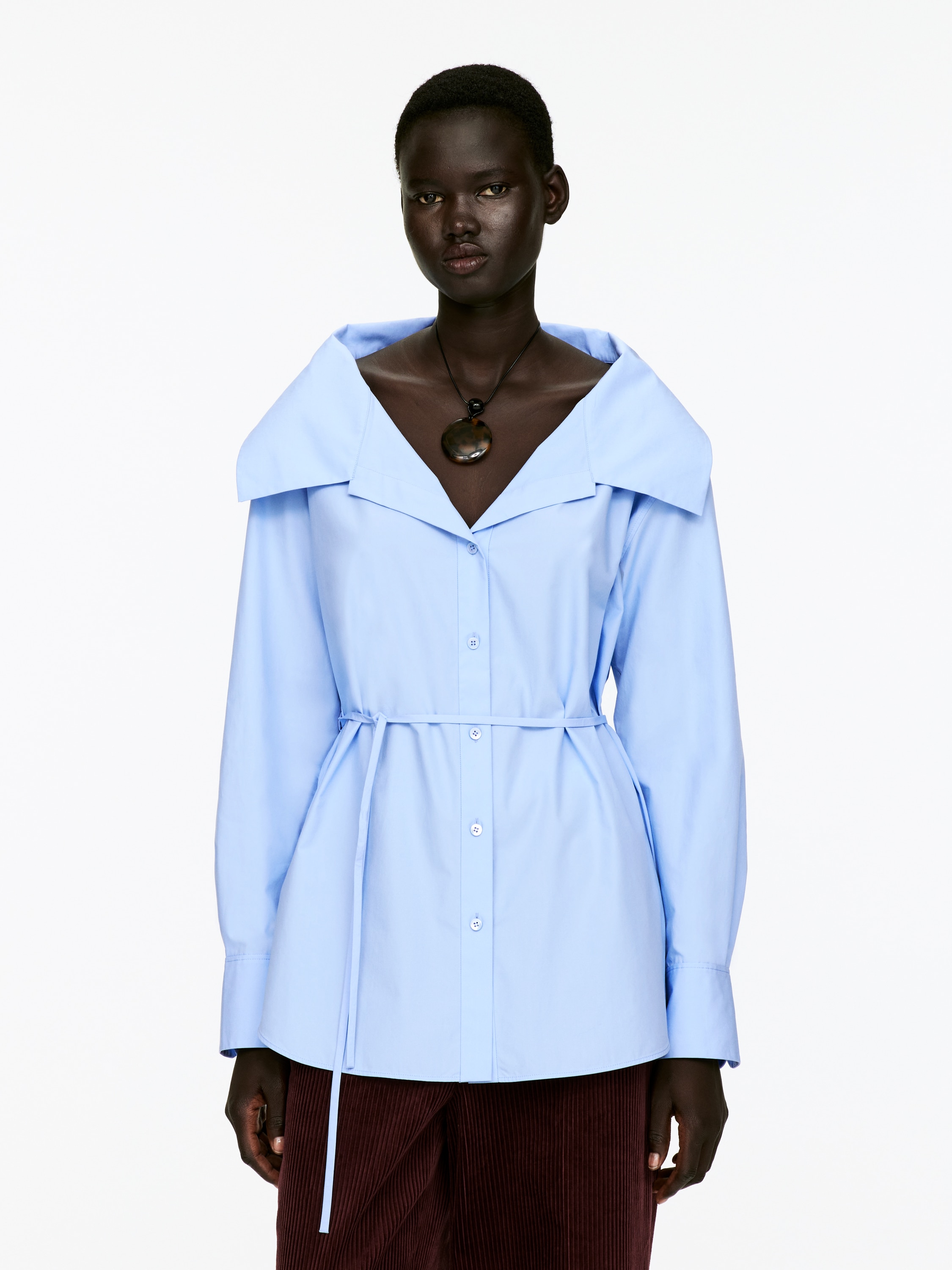 Bluzka z szerokim kołnierzykiem - Jasnoniebieski