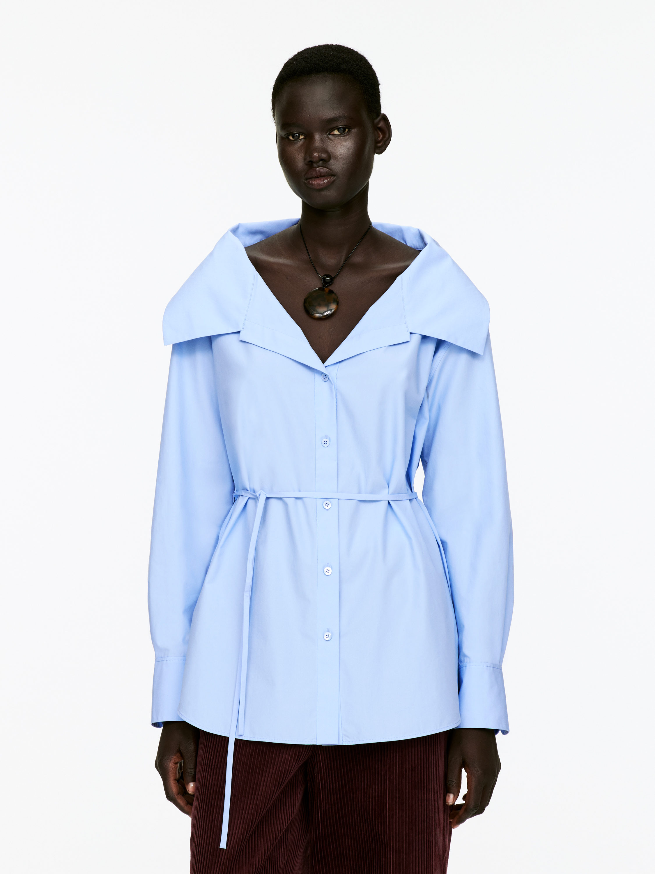 Wide-Collar Blouse - Light Blue - Regular fit - Women - StillMedia/Lookbook - 5