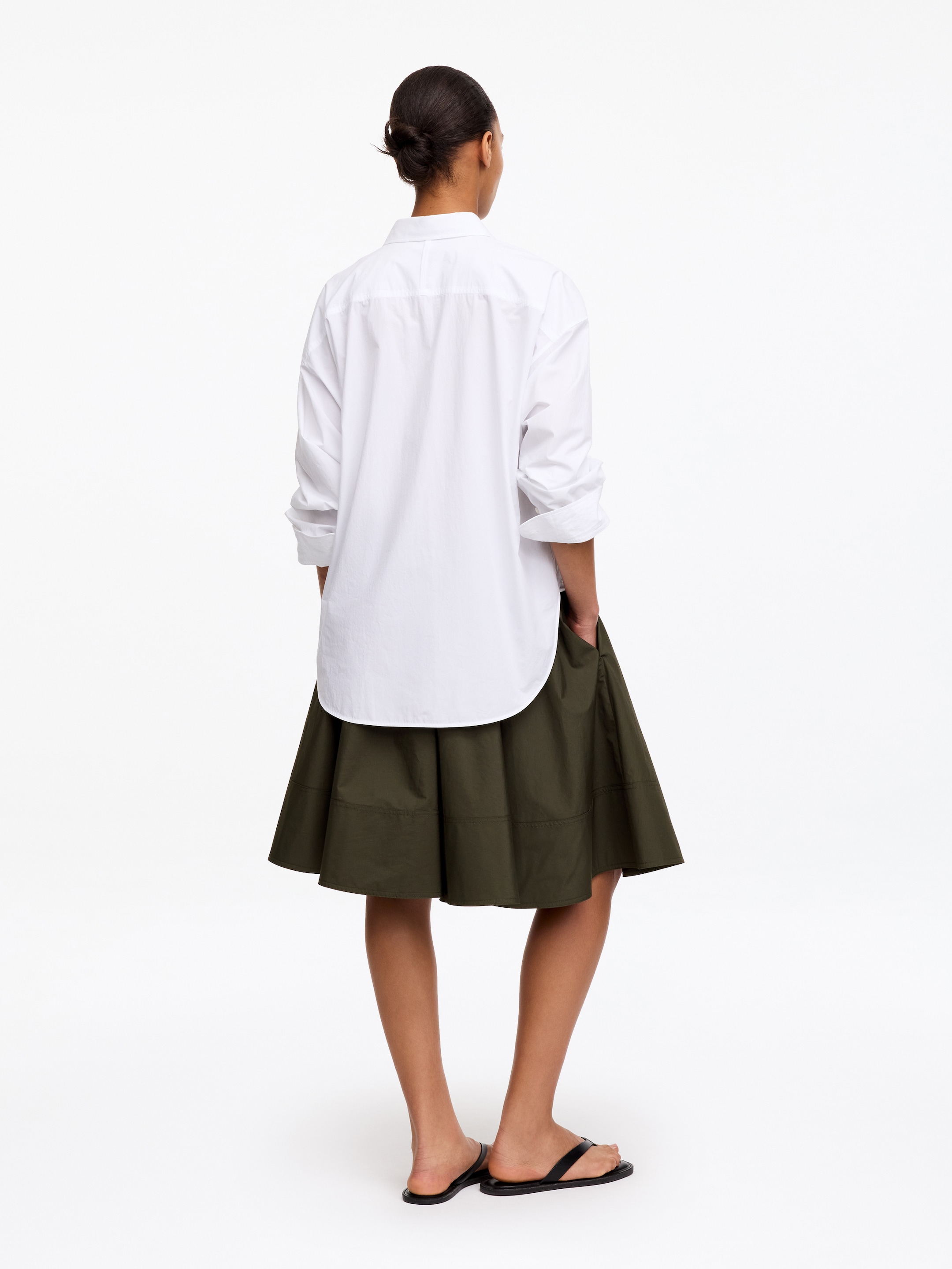 Gonna a ruota in cotone - Verde kaki - Regular fit - Women - StillMedia/Lookbook - 4