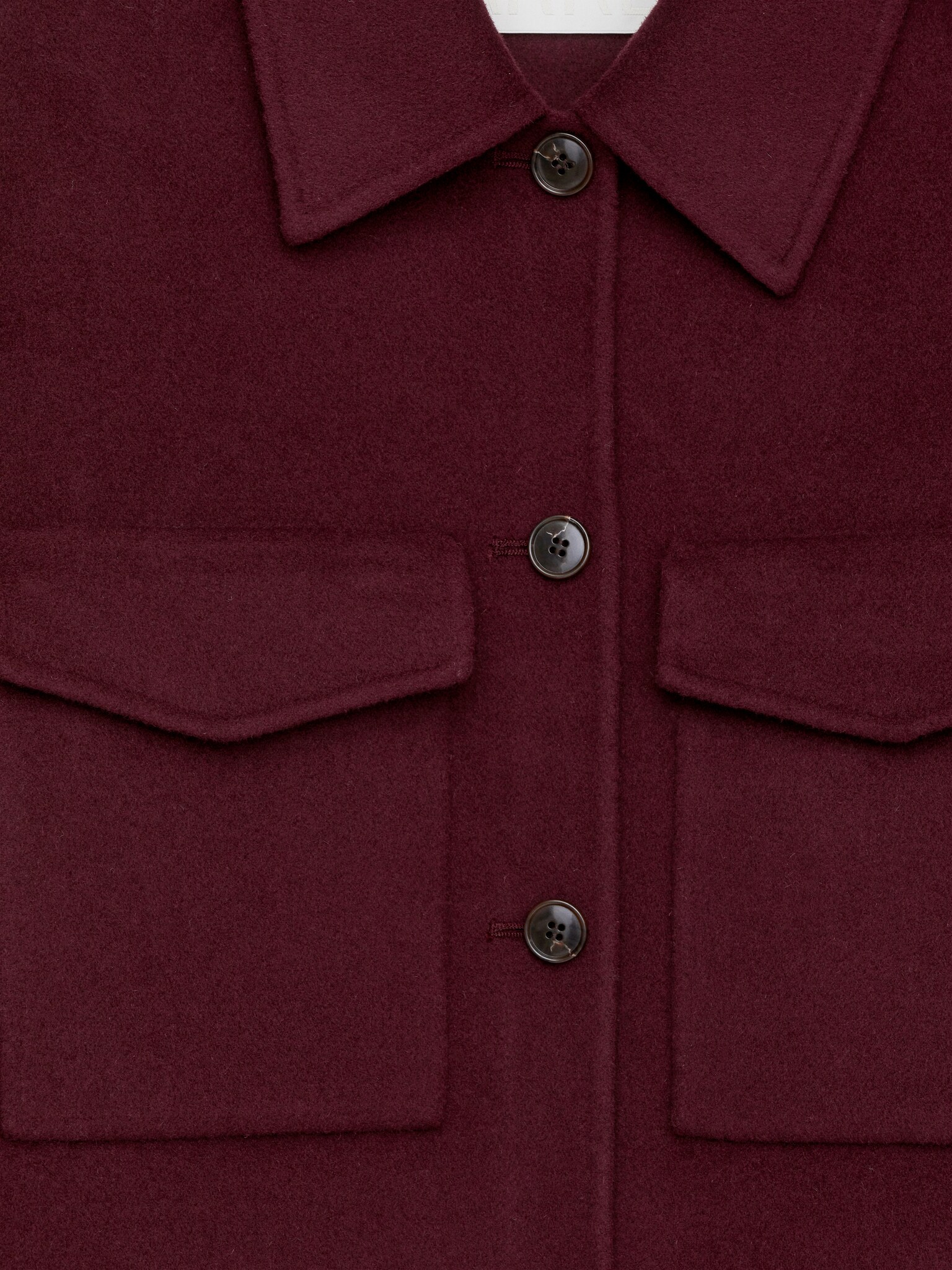 Surchemise double face en laine - Bordeaux/Vert kaki foncé - 6