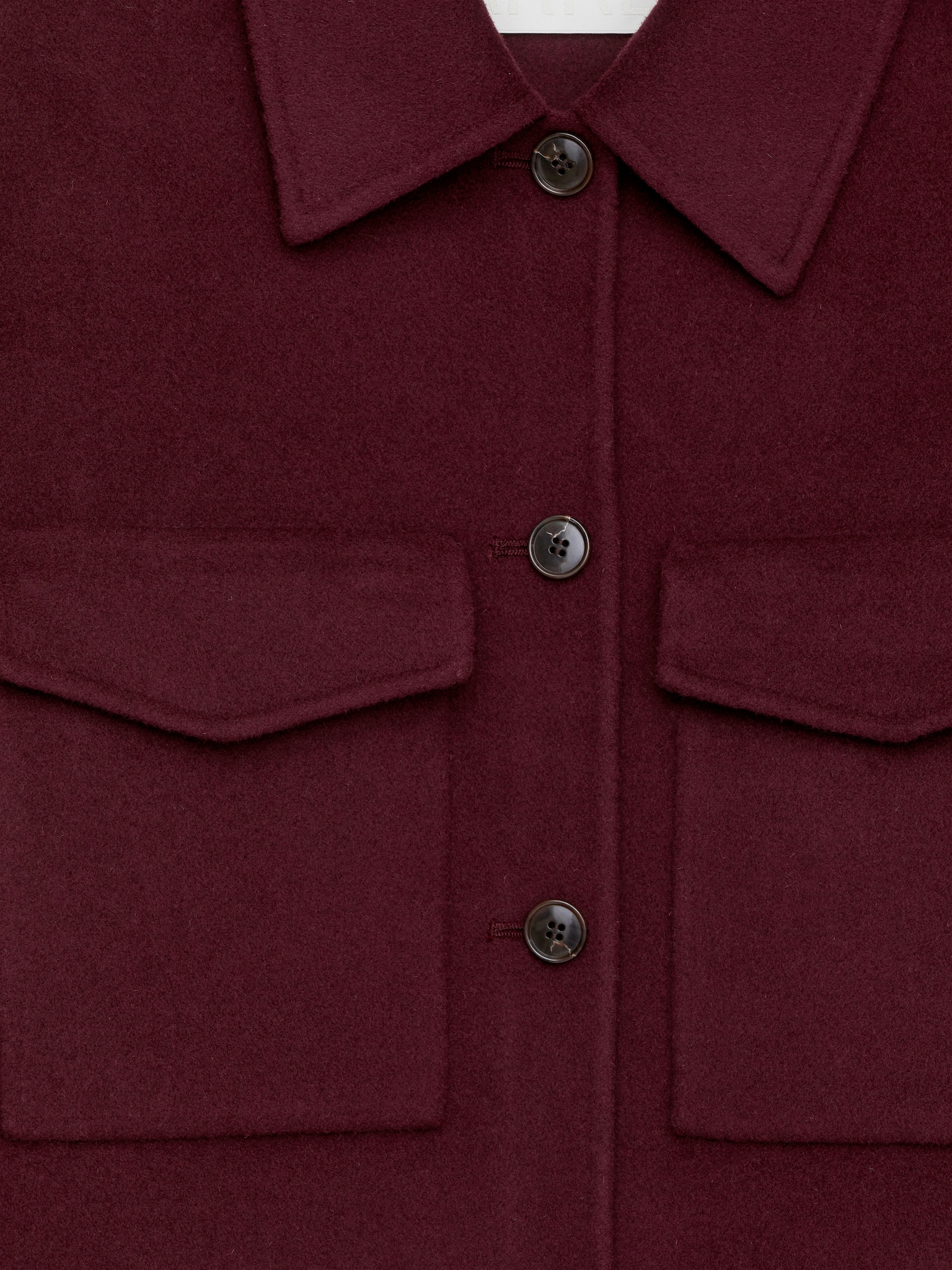 Surchemise double face en laine - Bordeaux/Vert kaki foncé - 5