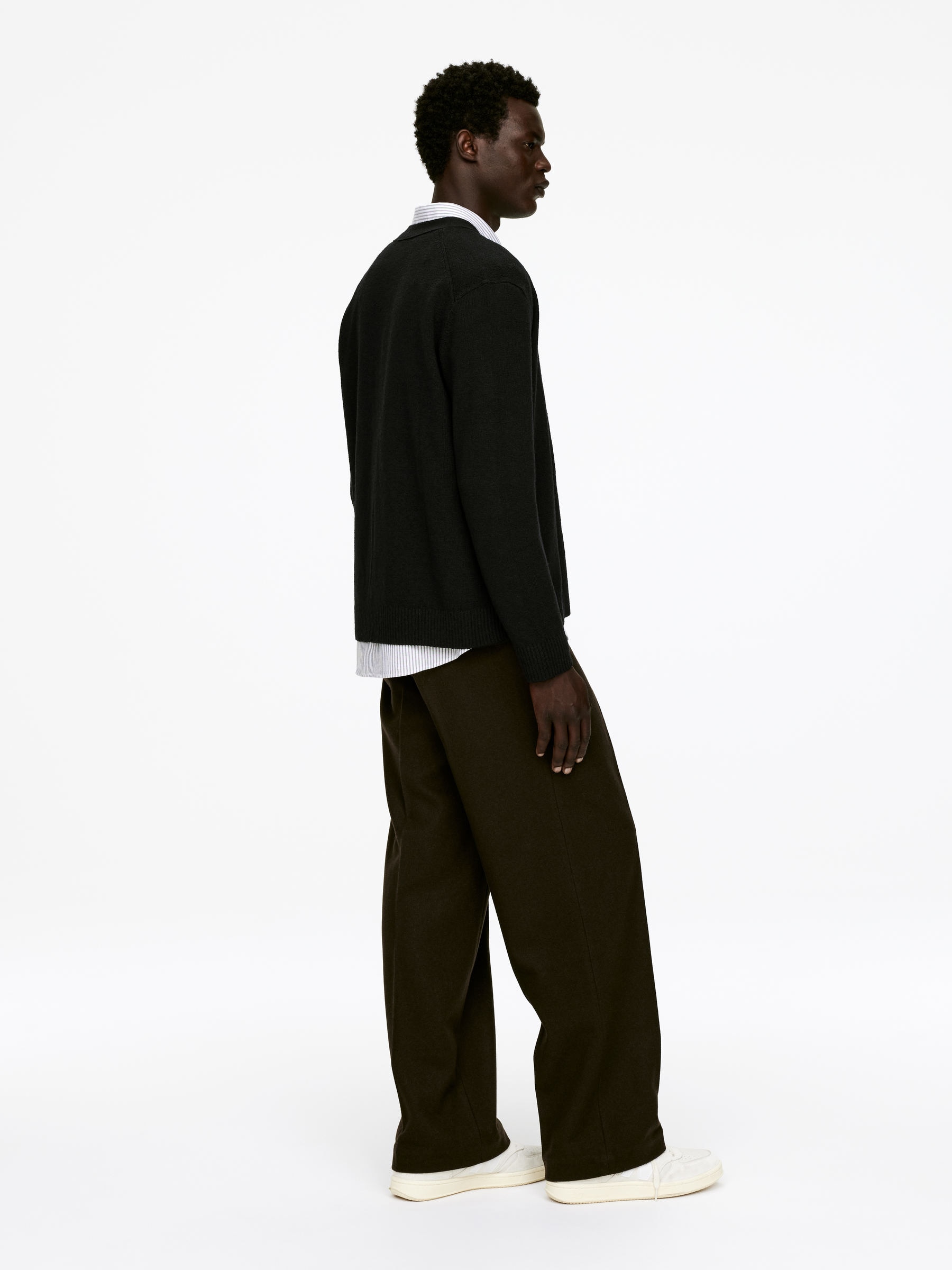 Wool Cotton Cardigan - Black - Relaxed fit - Men - StillMedia/Lookbook - 6