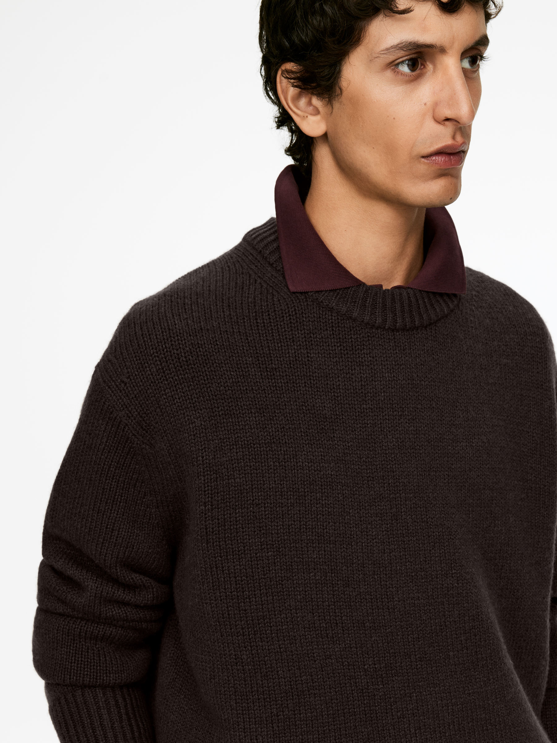 Chunky stickad ulltröja - Mörkbrun - Relaxed fit - Men - StillMedia/Lookbook - 4