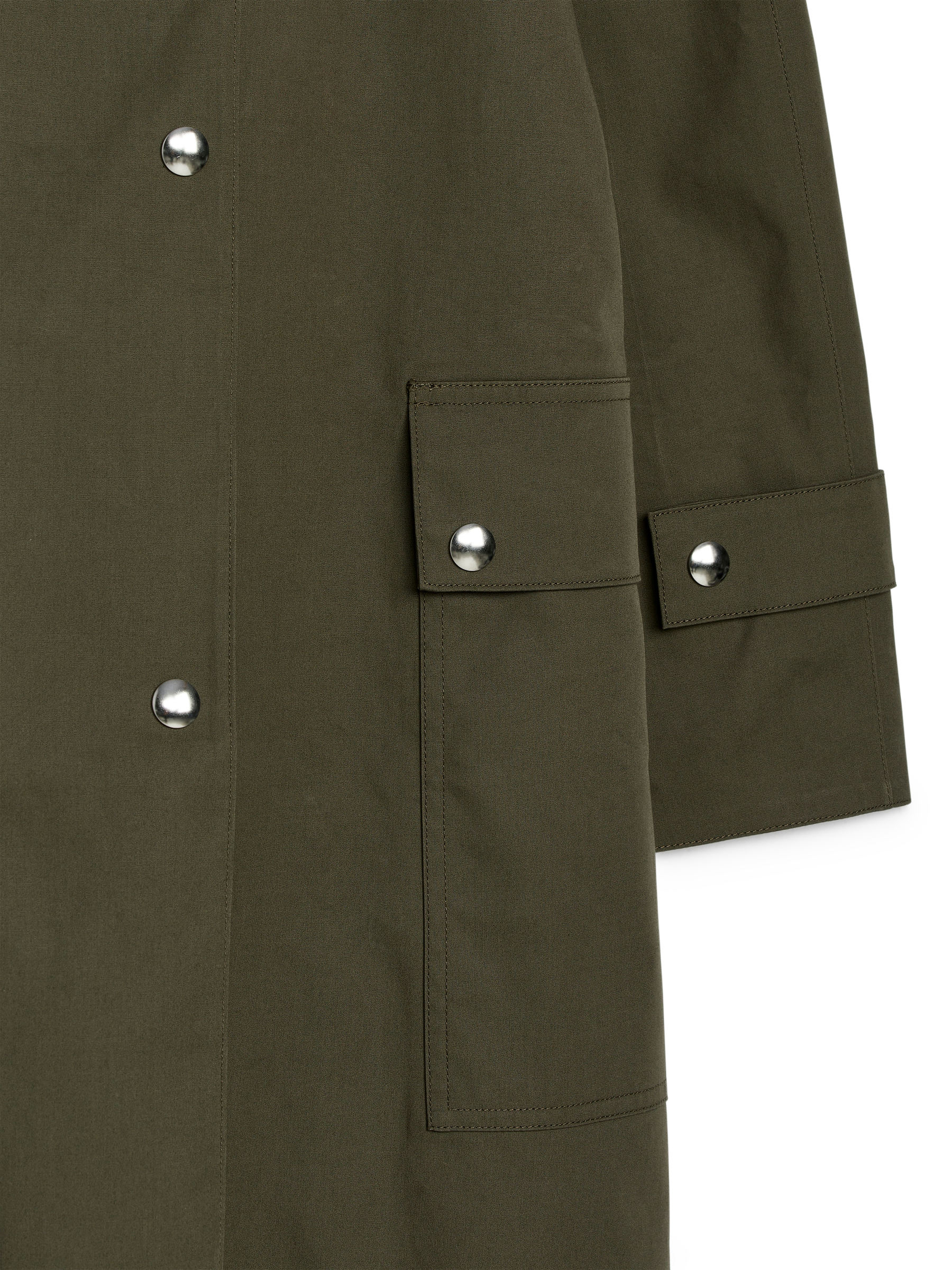 Snap-Button Trench Coat - Khaki Green - Oversized - Women - StillMedia/DescriptiveDetail - 2
