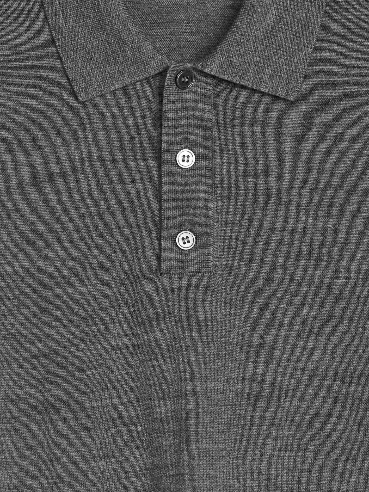 Polo en laine mérinos - Gris chiné/Vert foncé/Bleu foncé/Noir/Marron foncé/Taupe clair - 2