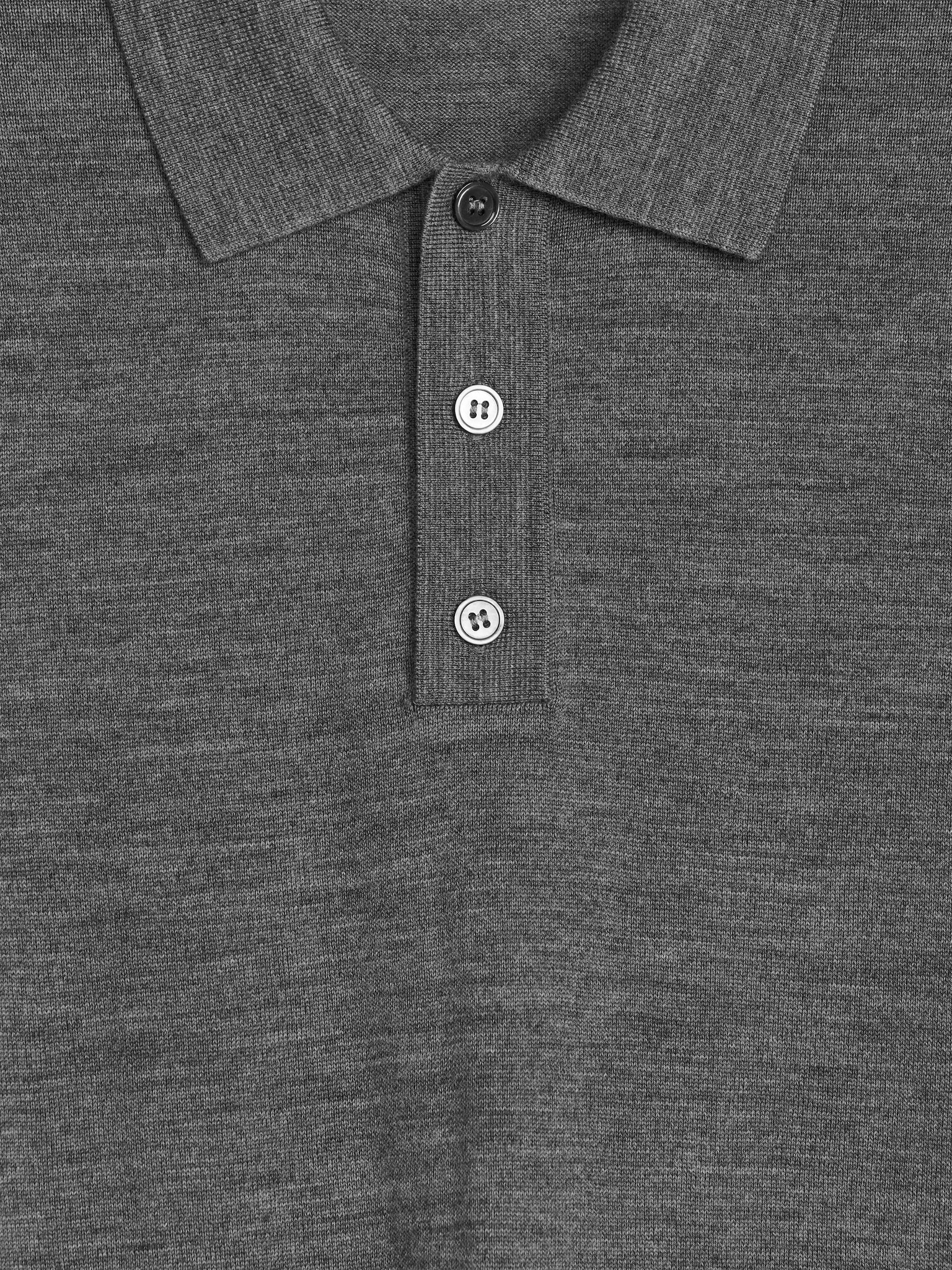 Polo en laine mérinos - Gris chiné/Vert foncé/Bleu foncé/Marron foncé/Taupe clair/Noir - 2