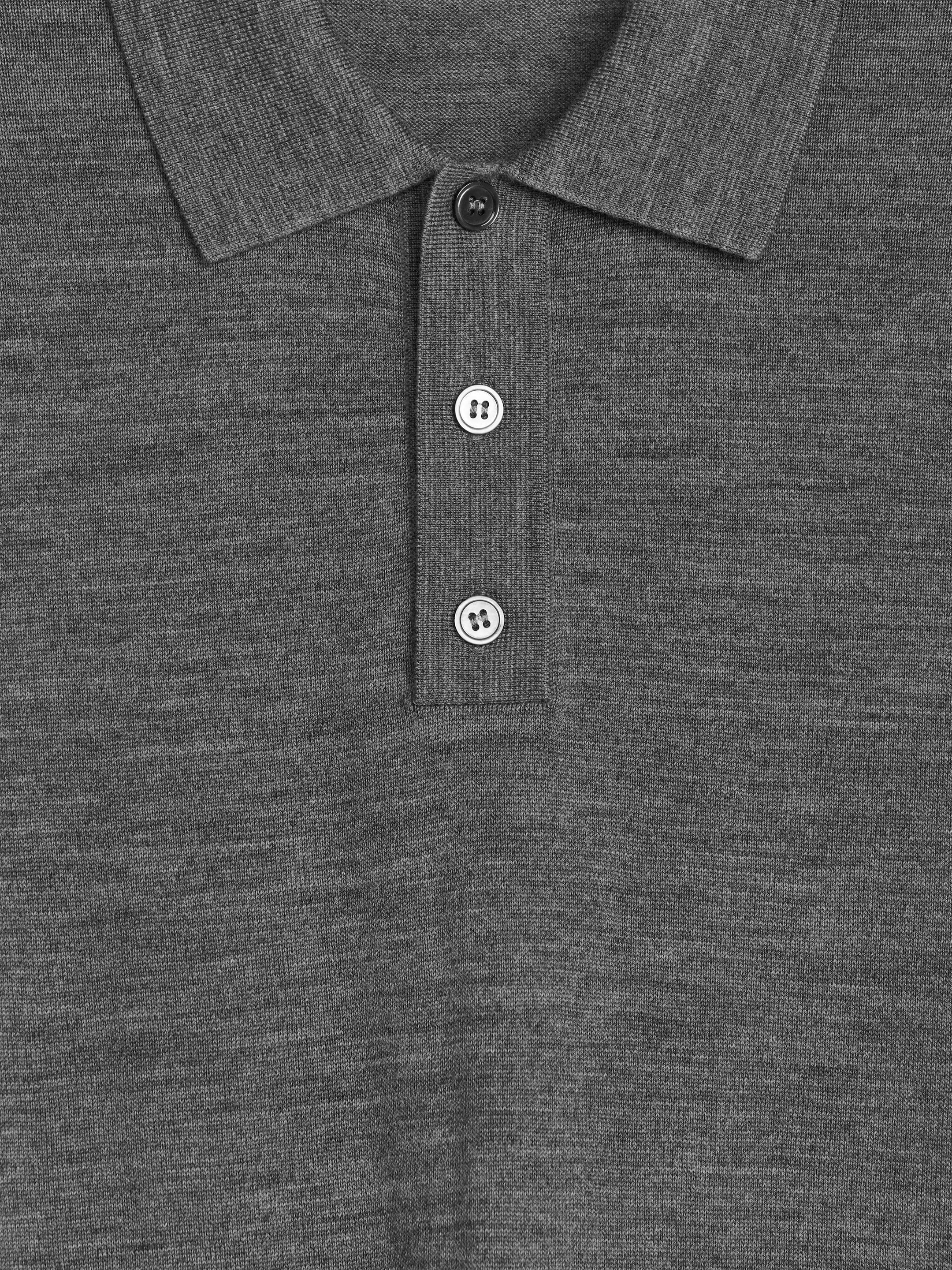 Merino Polo Jumper - Grey Melange - Regular fit - Men - StillMedia/DescriptiveDetail - 1