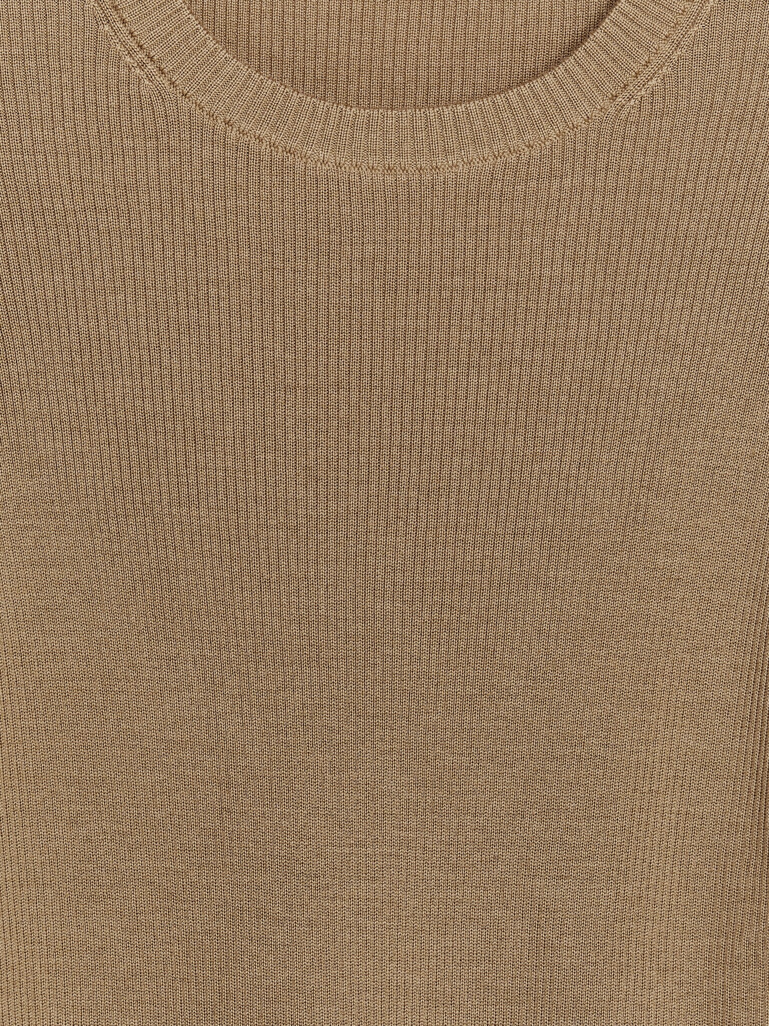 Rib-Knit Merino Top - Dark Beige/Black - 3