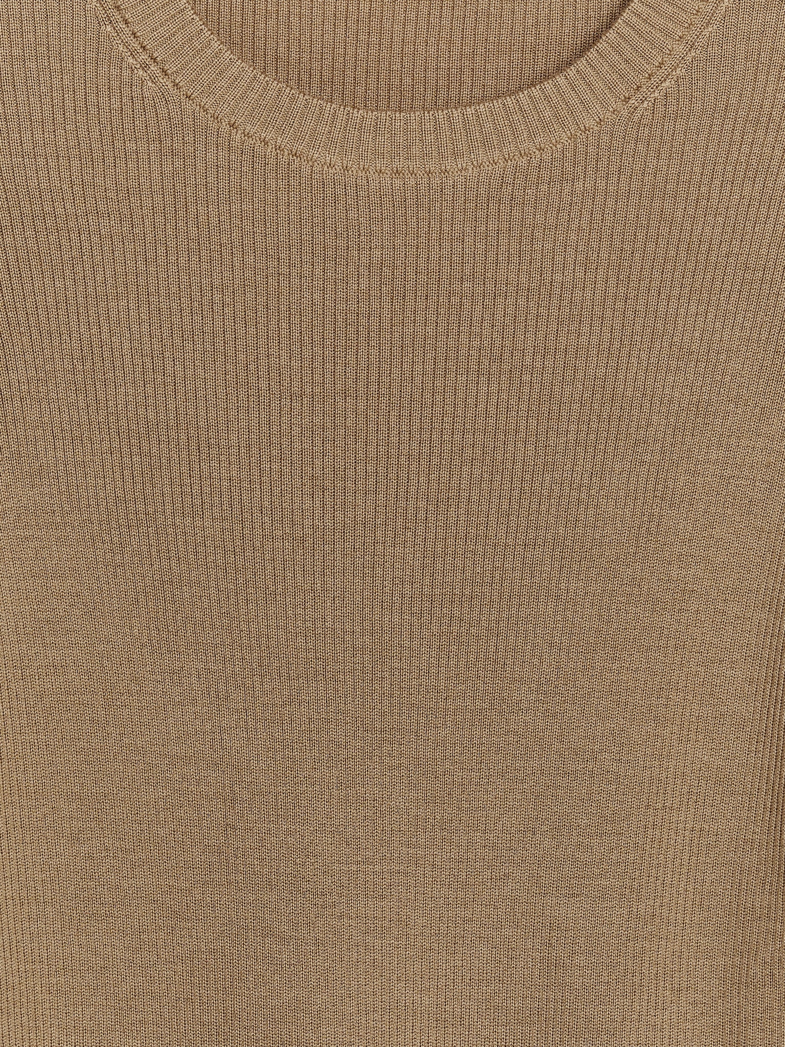 Rib-Knit Merino Top - Dark Beige/Black - 3