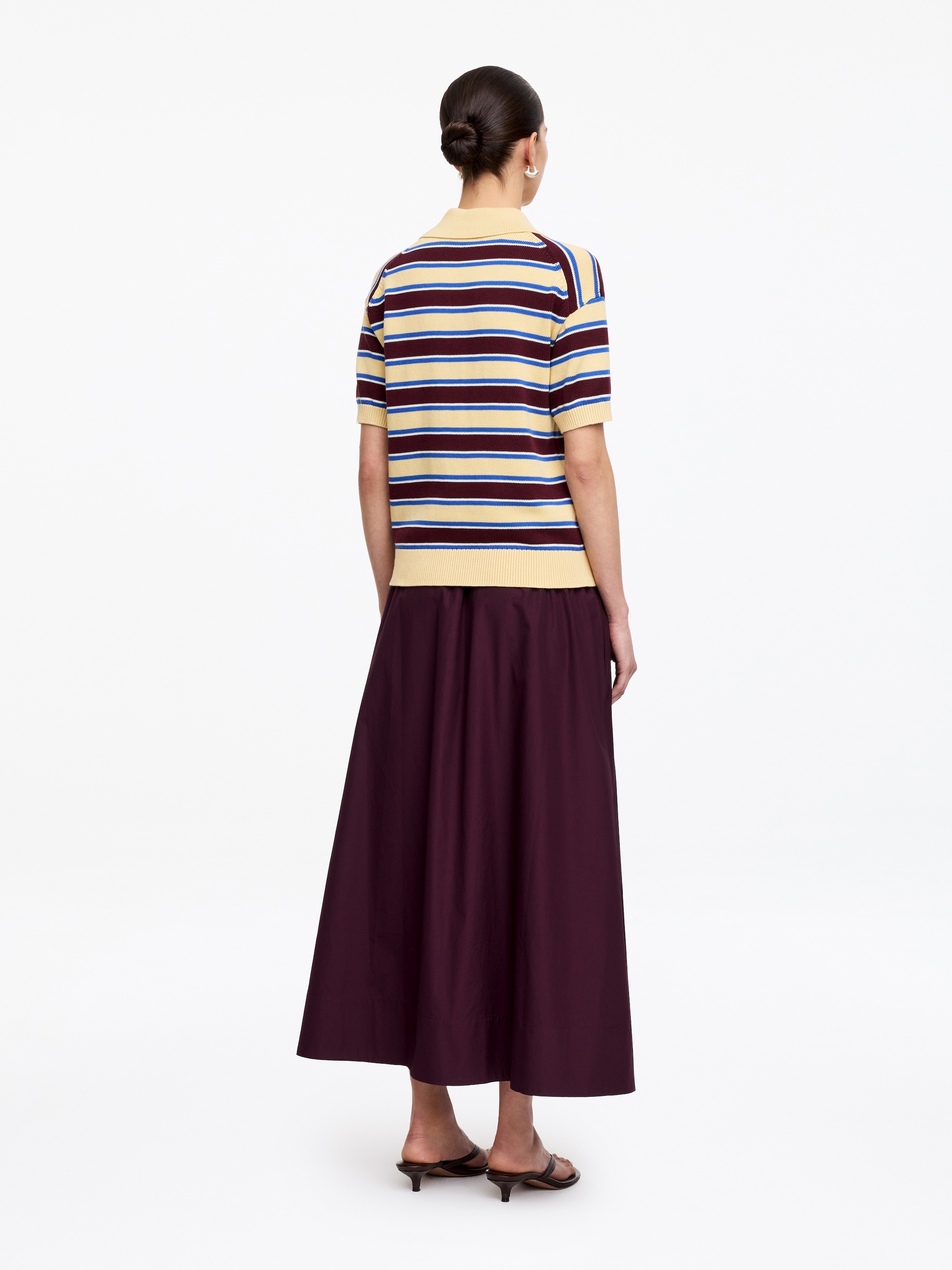 Kurzärmliges Baumwoll-Poloshirt - Gelb/Blau - Regular Fit - Damen - StillMedia/Lookbook - 4