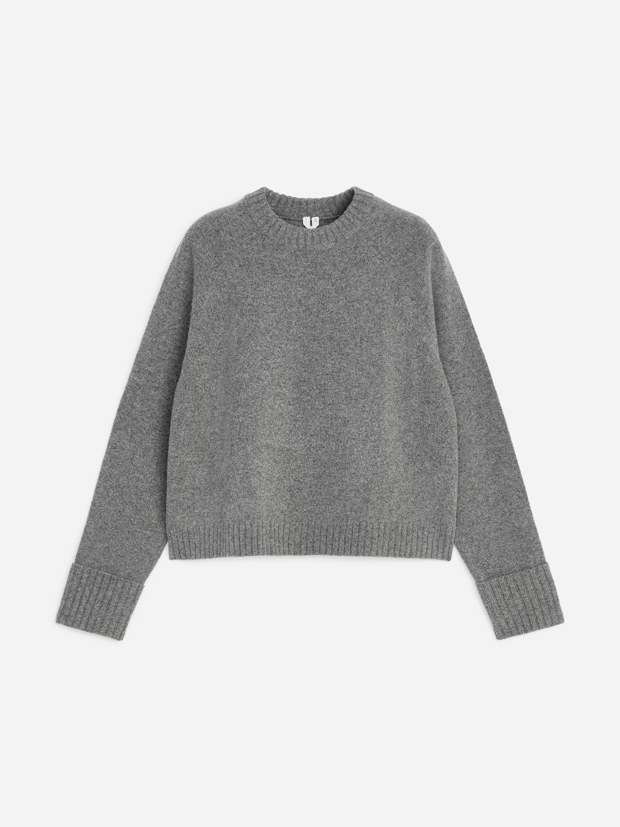 Folded Sleeve Wool Jumper-#969696-19493