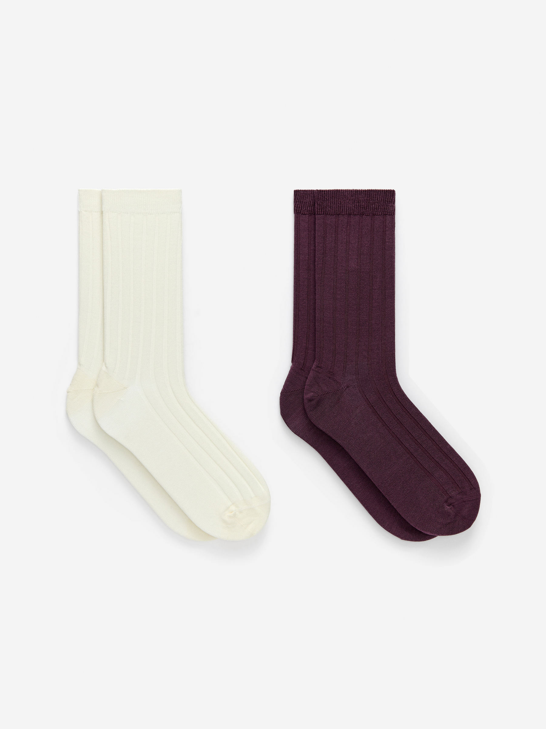 Ribbed Silk-Blend Socks-#EEEDE1-16901