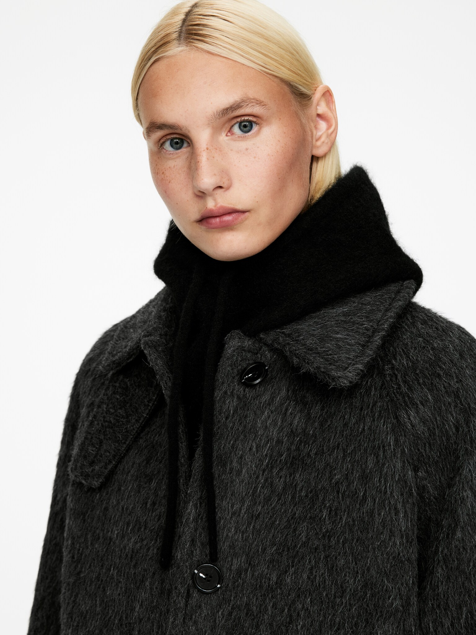 Cagoule en mélange de laine et d'alpaga - Noir - 1