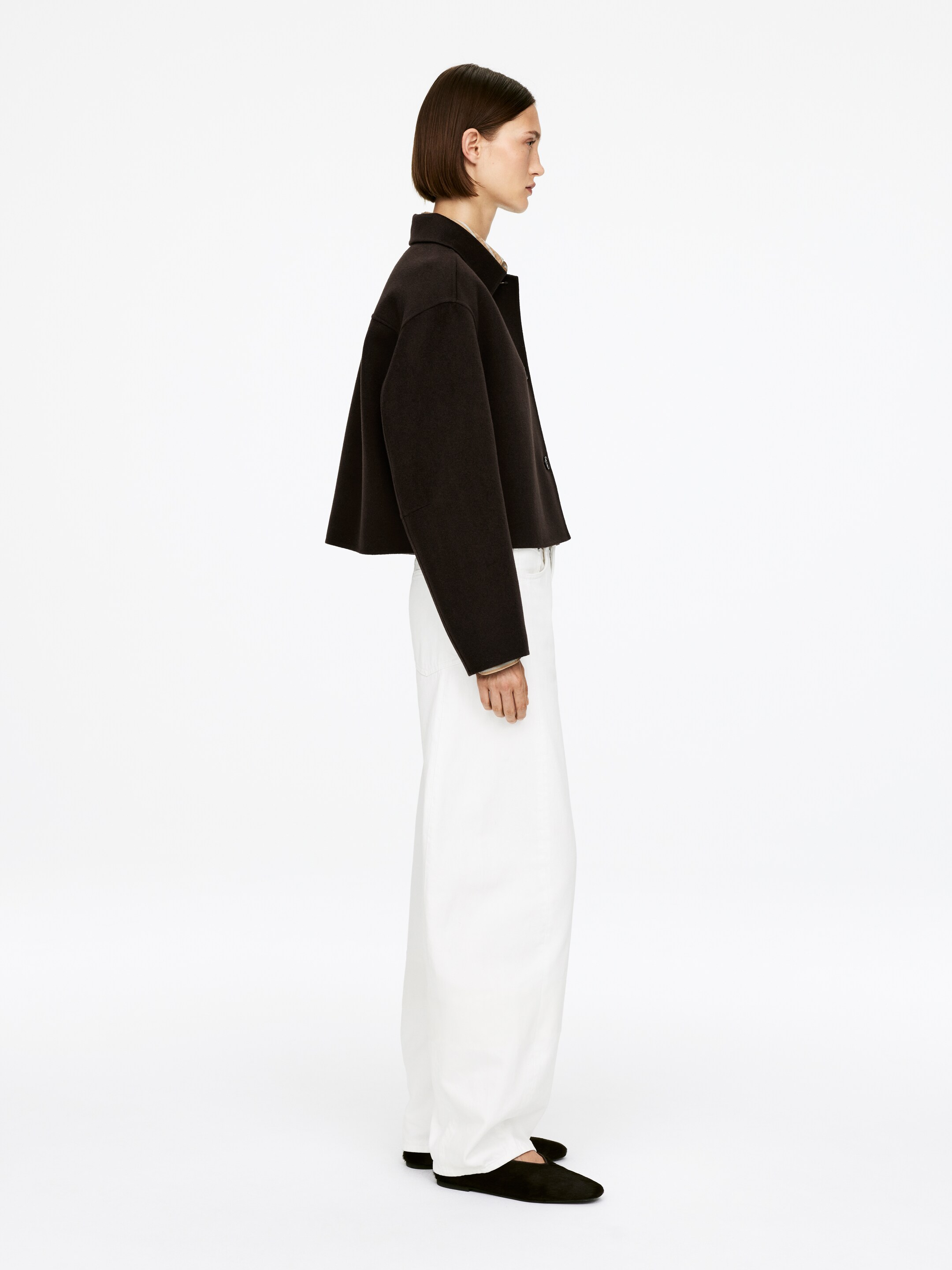 View larger image: Doublé Wool-Blend Overshirt - Dark Brown - Ladies | H&M GB 3