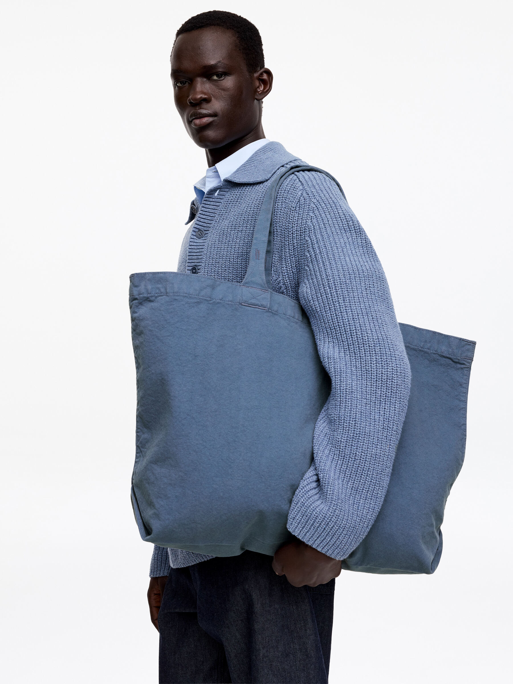 Oversized väska i canvas - Gråblå - Men - StillMedia/Lookbook - 5