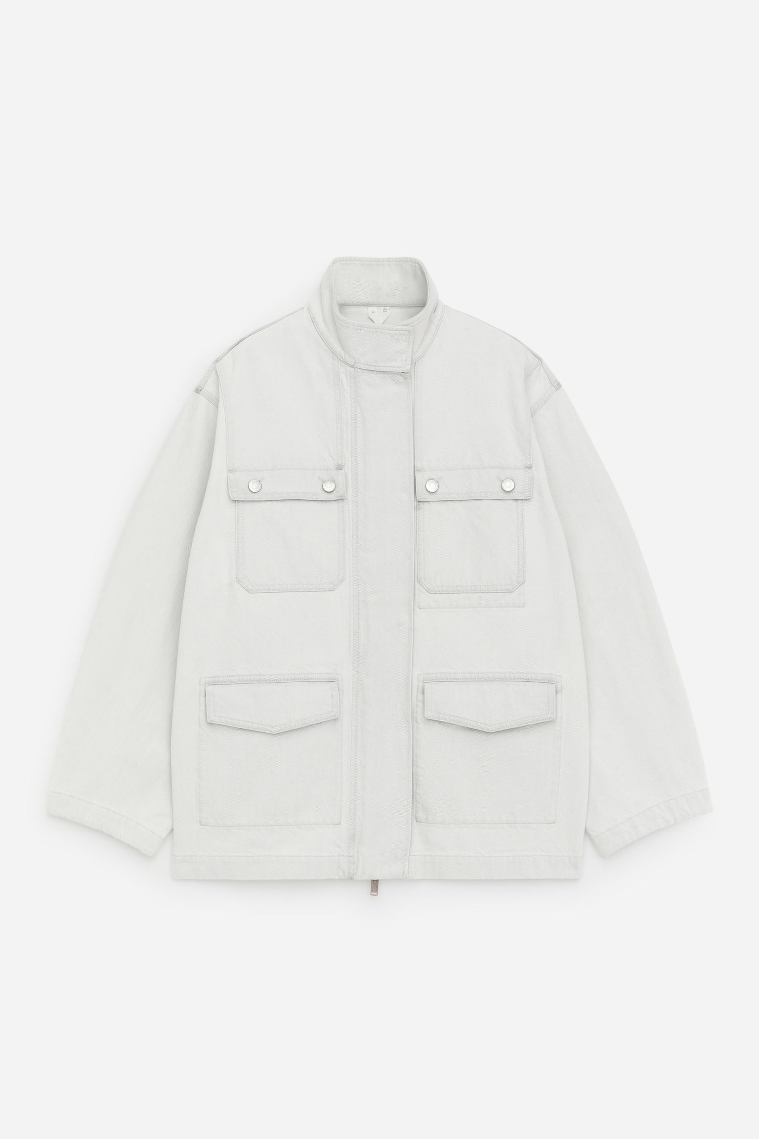 Bunda s lievikovým golierom - Sivobiela