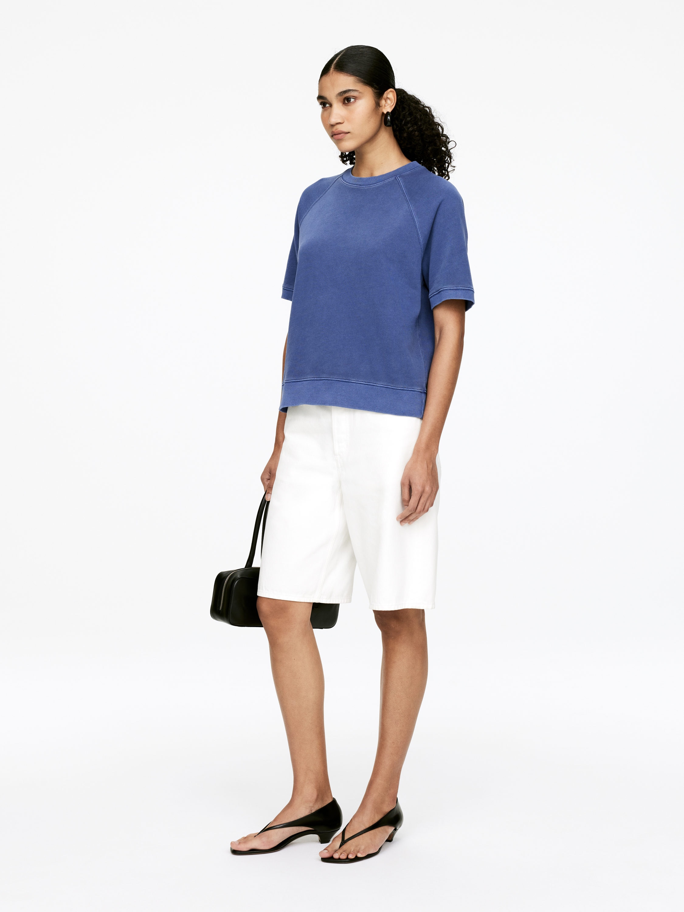 French Terry Sweatshirt - Blue - Regular fit - Women - StillMedia/Lookbook - 6