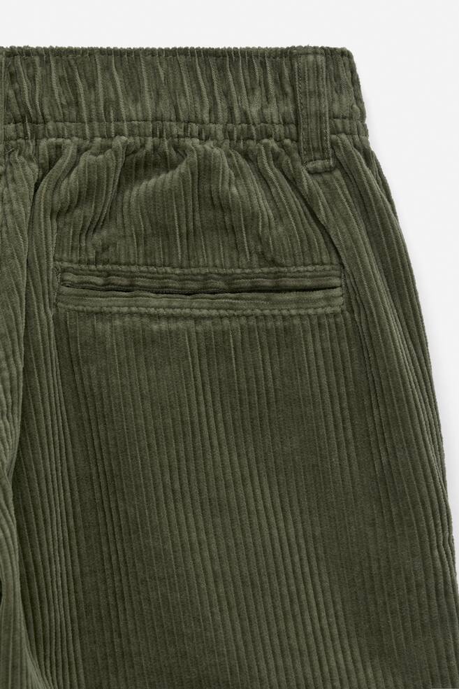 Corduroy Trousers-Khaki Green - 4