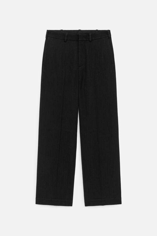 Pantaloni din lână cu croială lejeră - Negru - 1