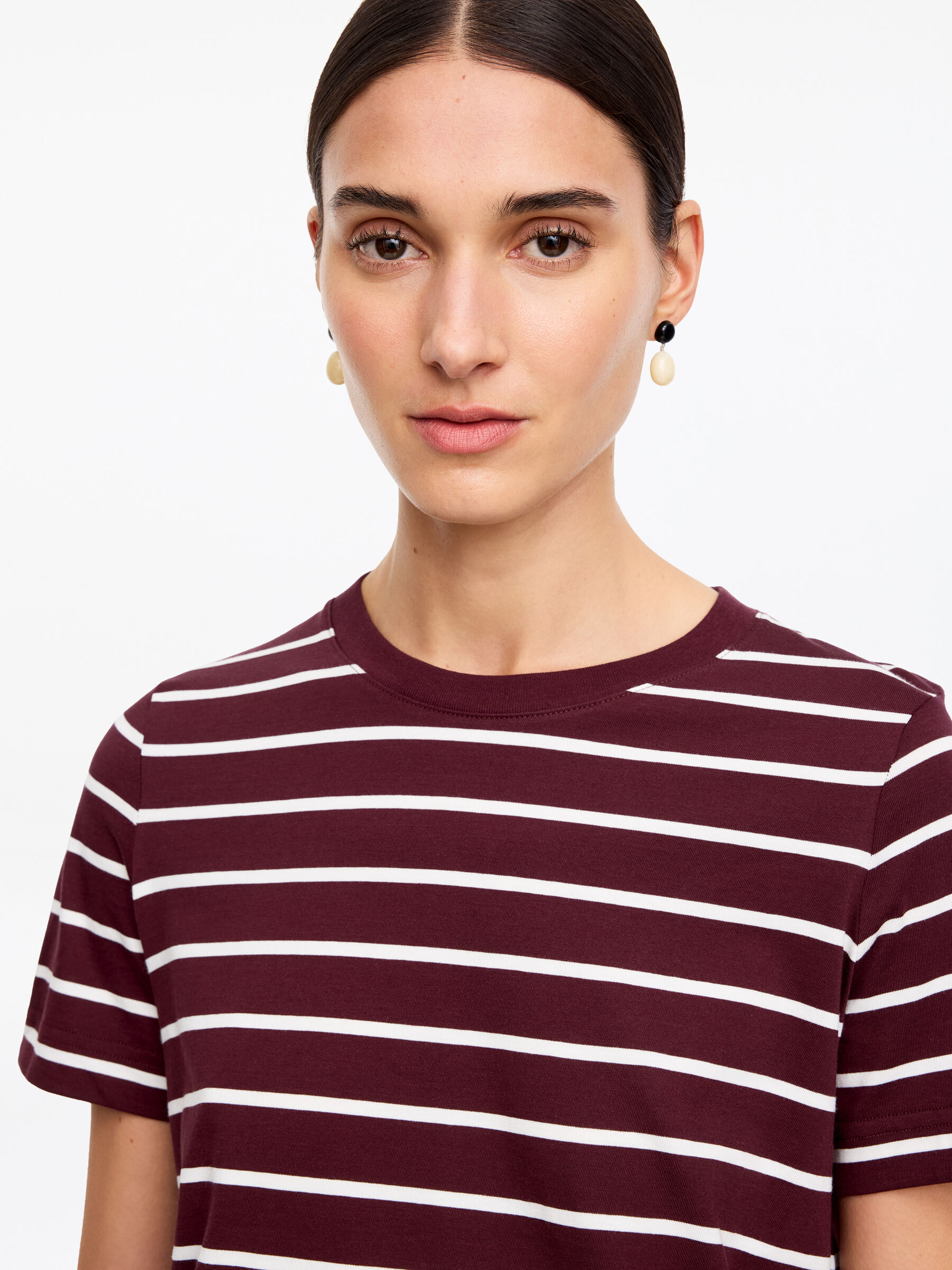 T-shirt signature à manches courtes - Bordeaux/Blanc - Regular fit - Femme - StillMedia/Lookbook - 4