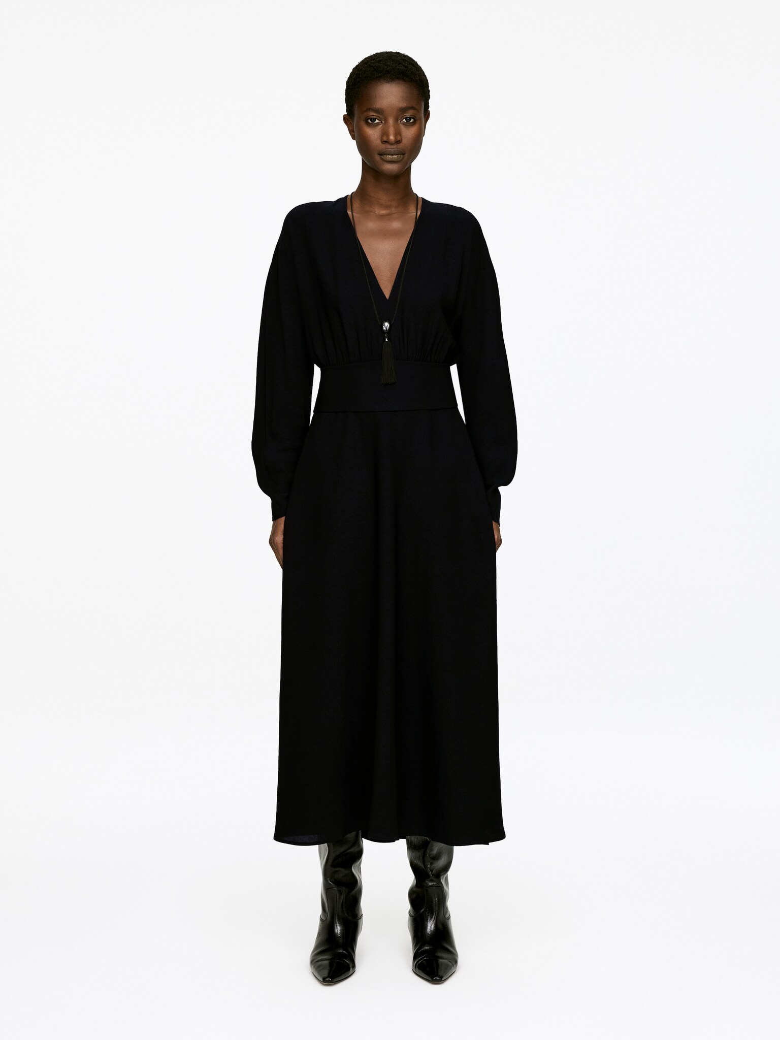 Maxikleid mit Bindebändern - Schwarz - 1