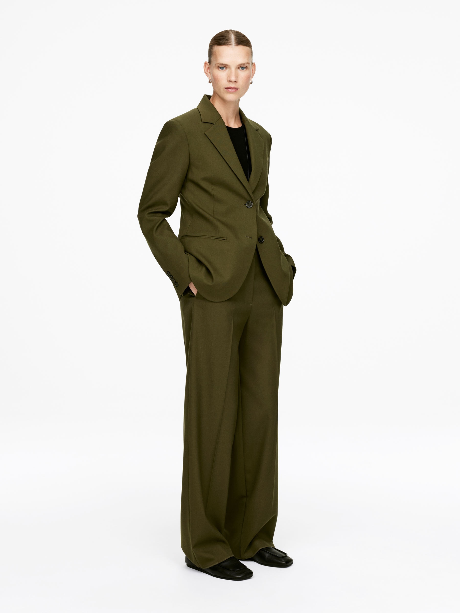 Hopsack Wool Blazer - Khaki Green - Regular fit - Women - StillMedia/Lookbook - 3