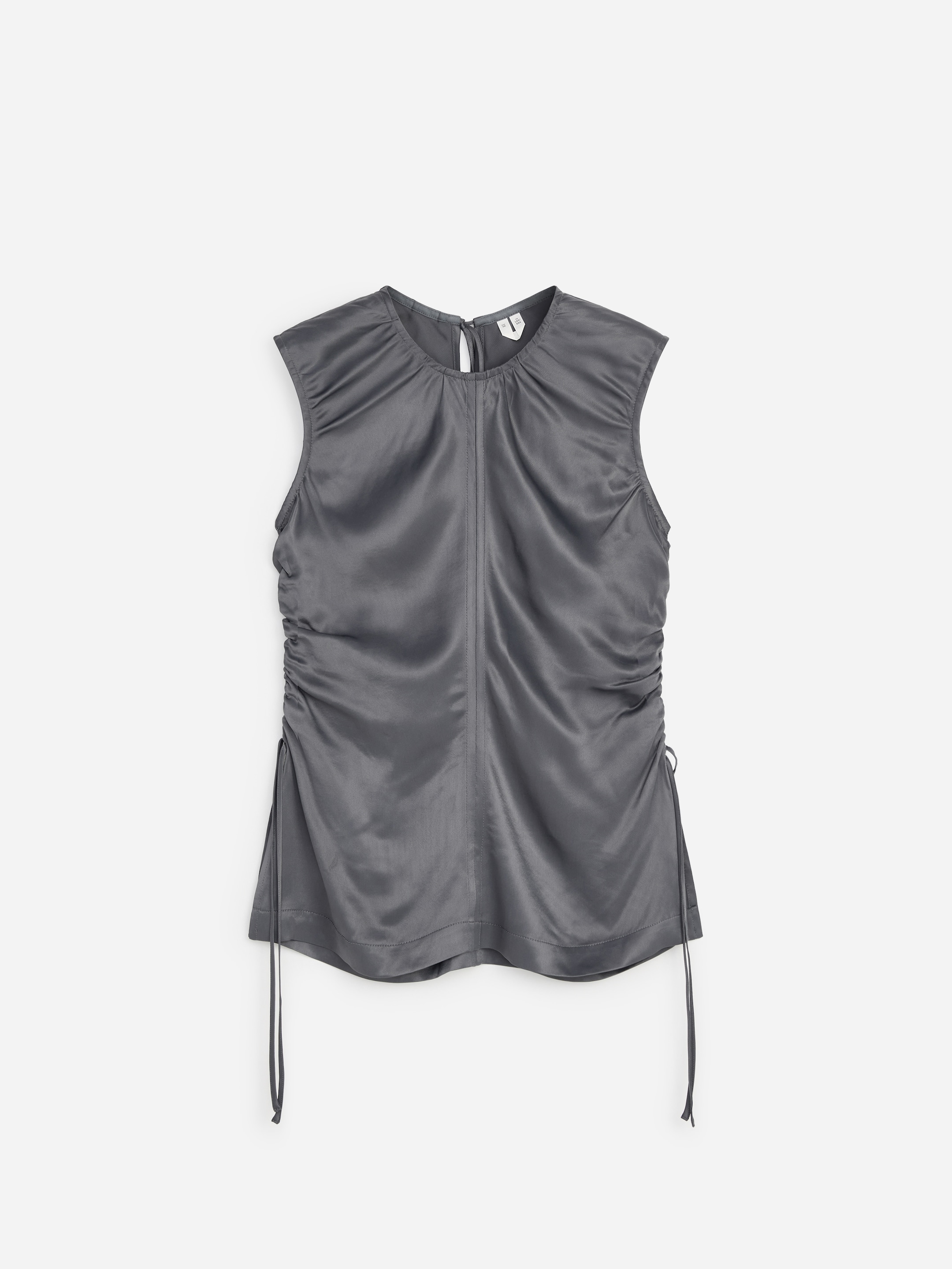 Satin Drawstring Top - Grey - Slim fit - Women - StillMedia/DescriptiveStillLife - 1