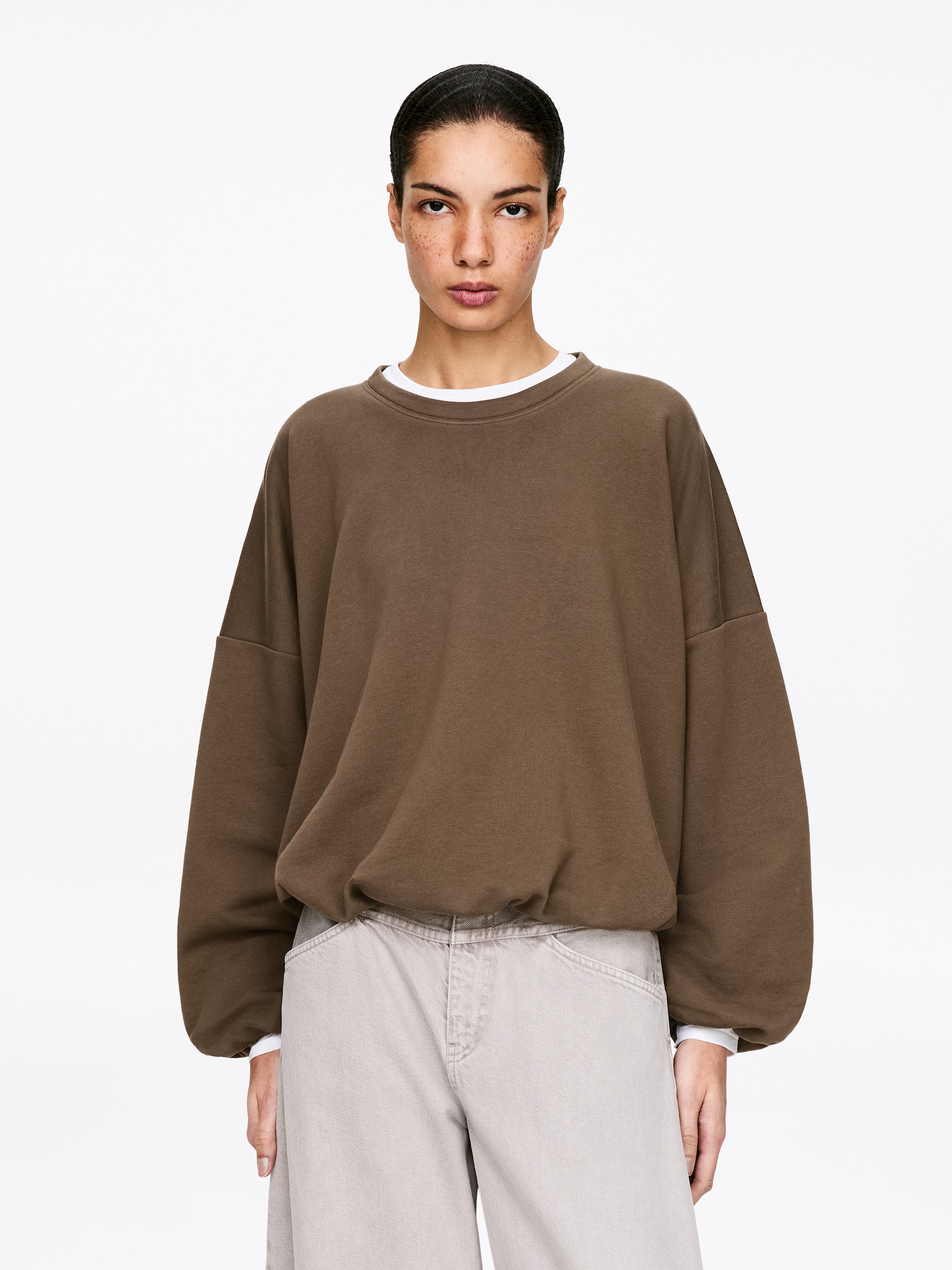 Sweat bouffant - Marron/Noir - 1