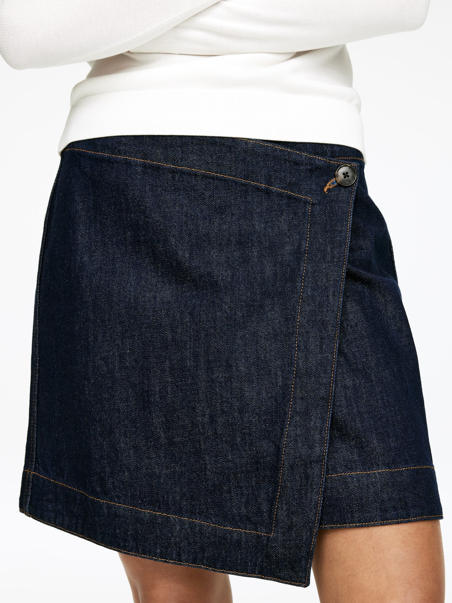 Denim Wrap Skirt - Dark Blue - 6