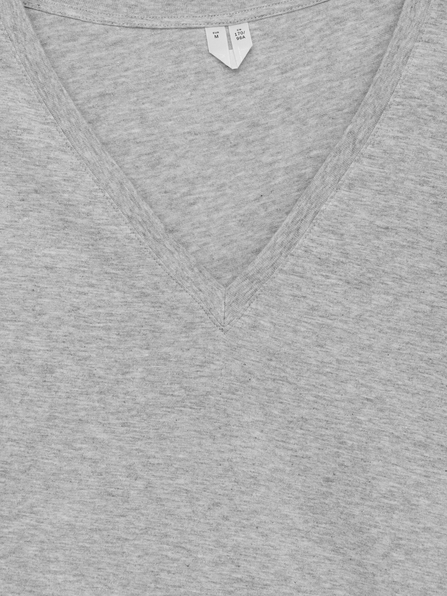 T-shirt z wycięciem w szpic - Szary melanż - 2