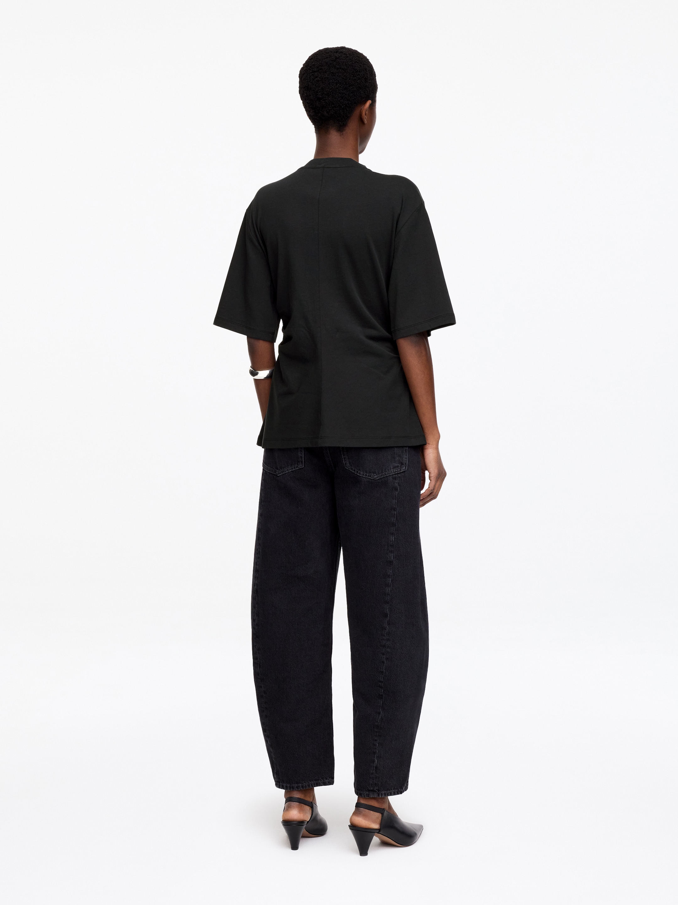 T-shirt drappeggiata - Nero - Regular fit - Women - StillMedia/Lookbook - 3