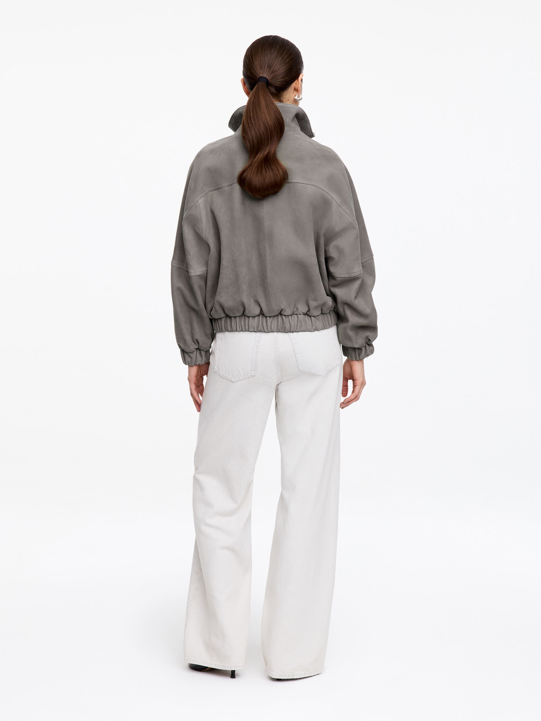 Boxy Suede Jacket - Grey - Regular fit - Women - StillMedia/Lookbook - 10