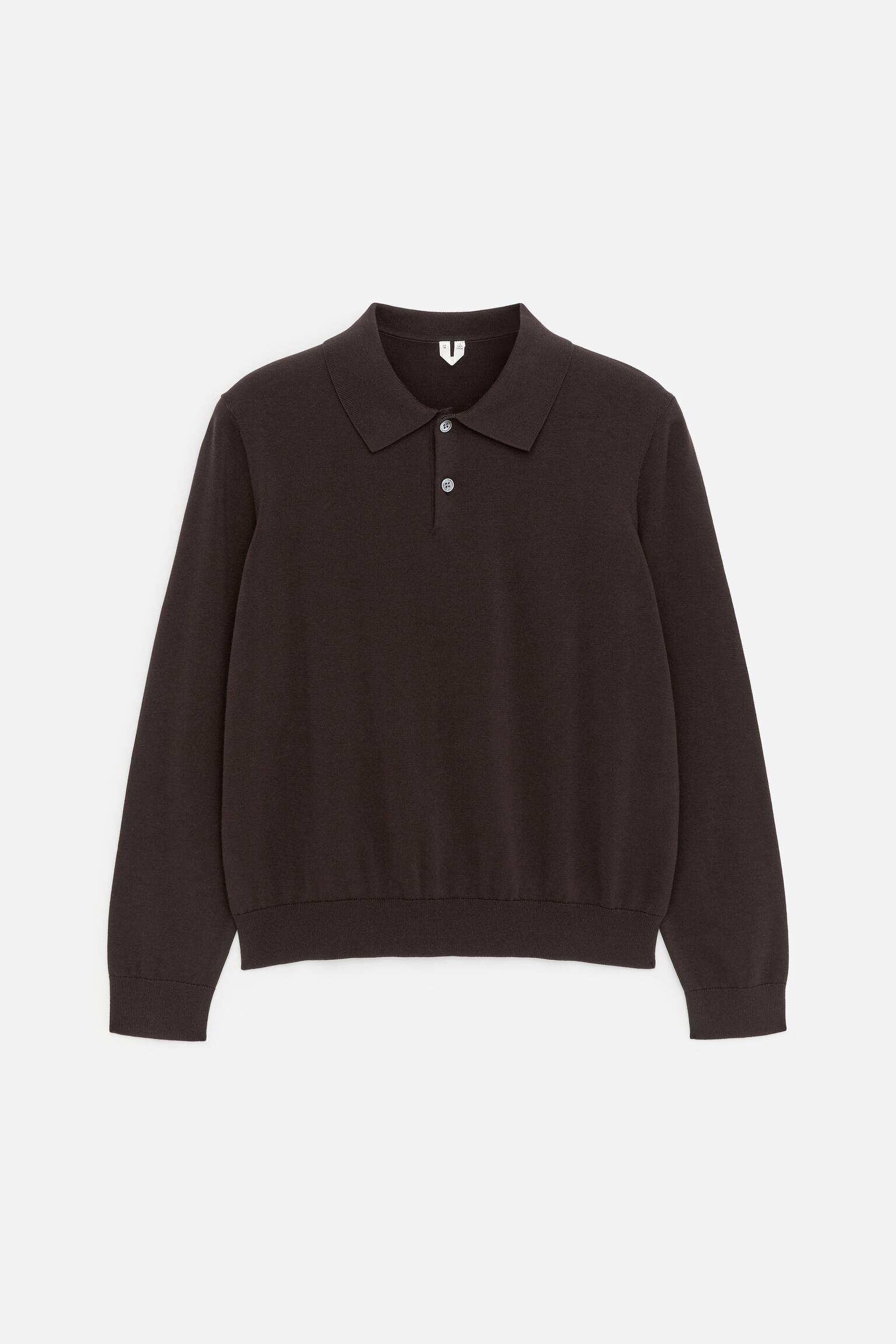 Polo shirt i bomull - Mörkbrun/Ljus mullvad - 2