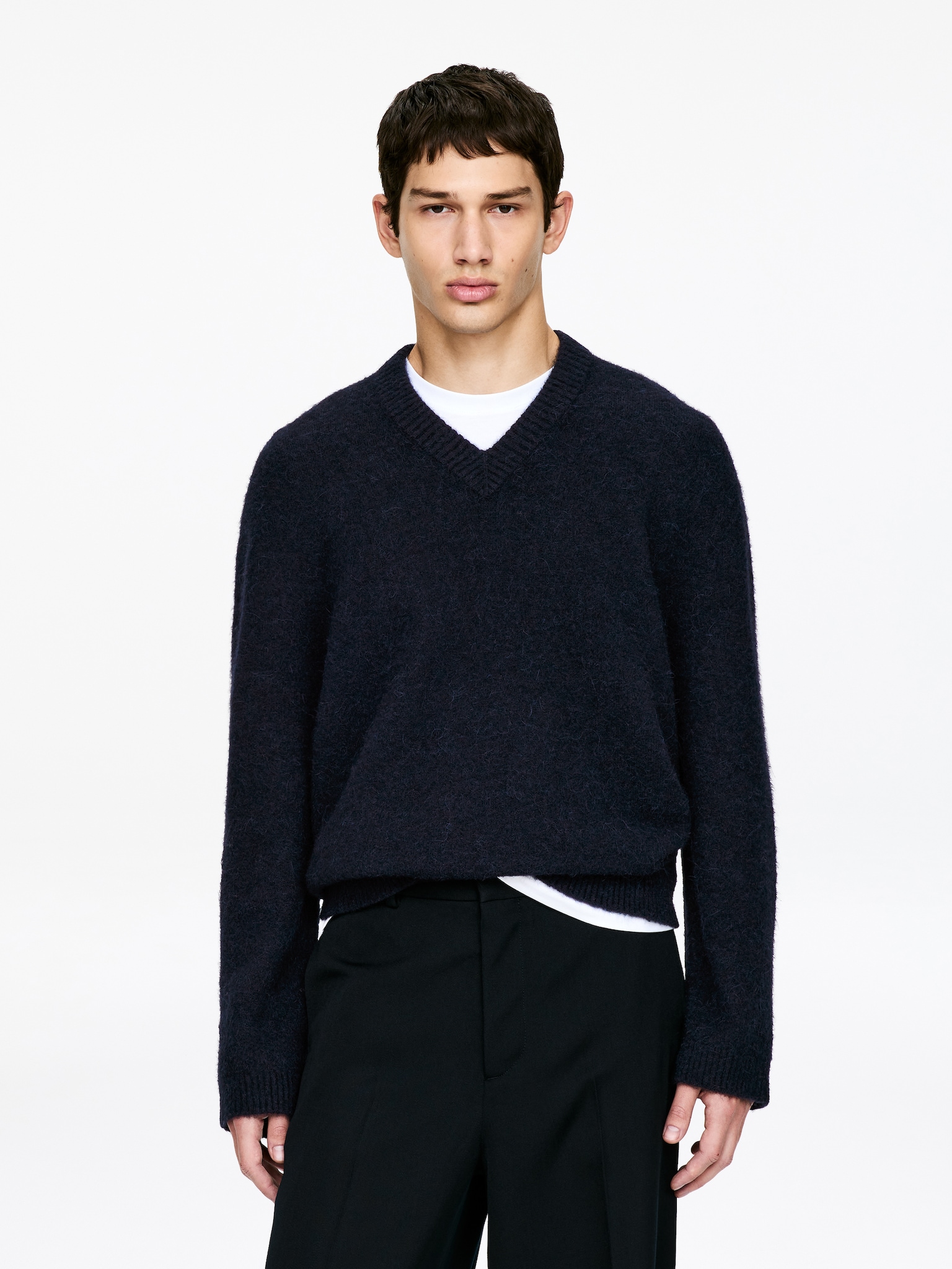 Pull décontracté en mélange d'alpaga - Bleu foncé/Vert/Marron - 1