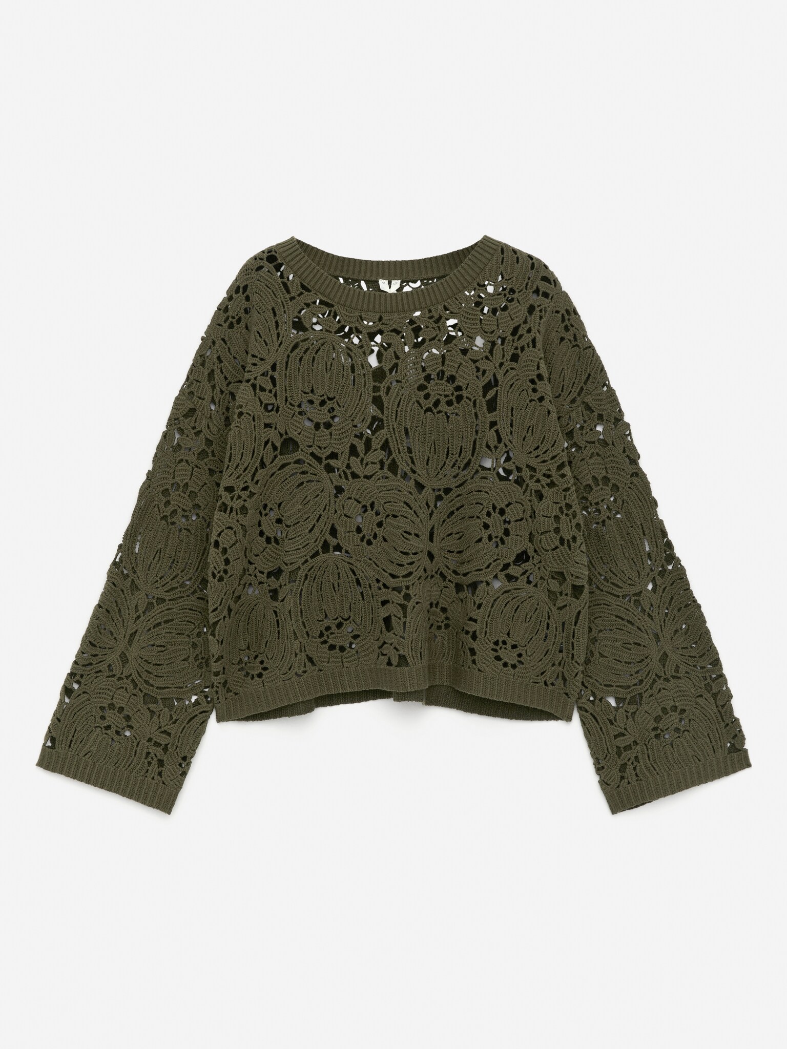 Maglione con lavorazione a maglia aperta - Verde kaki