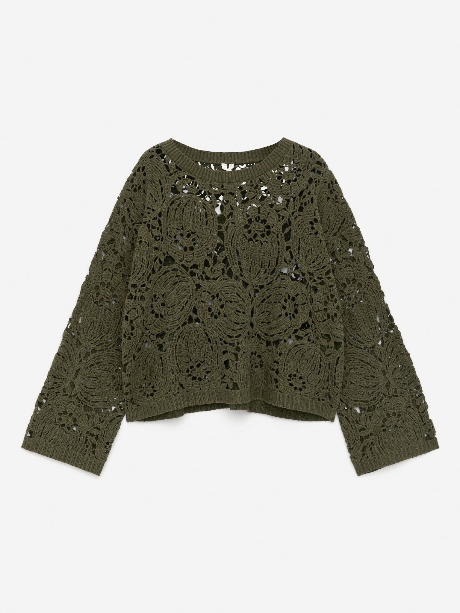 Pull en maille ajourée - Vert kaki