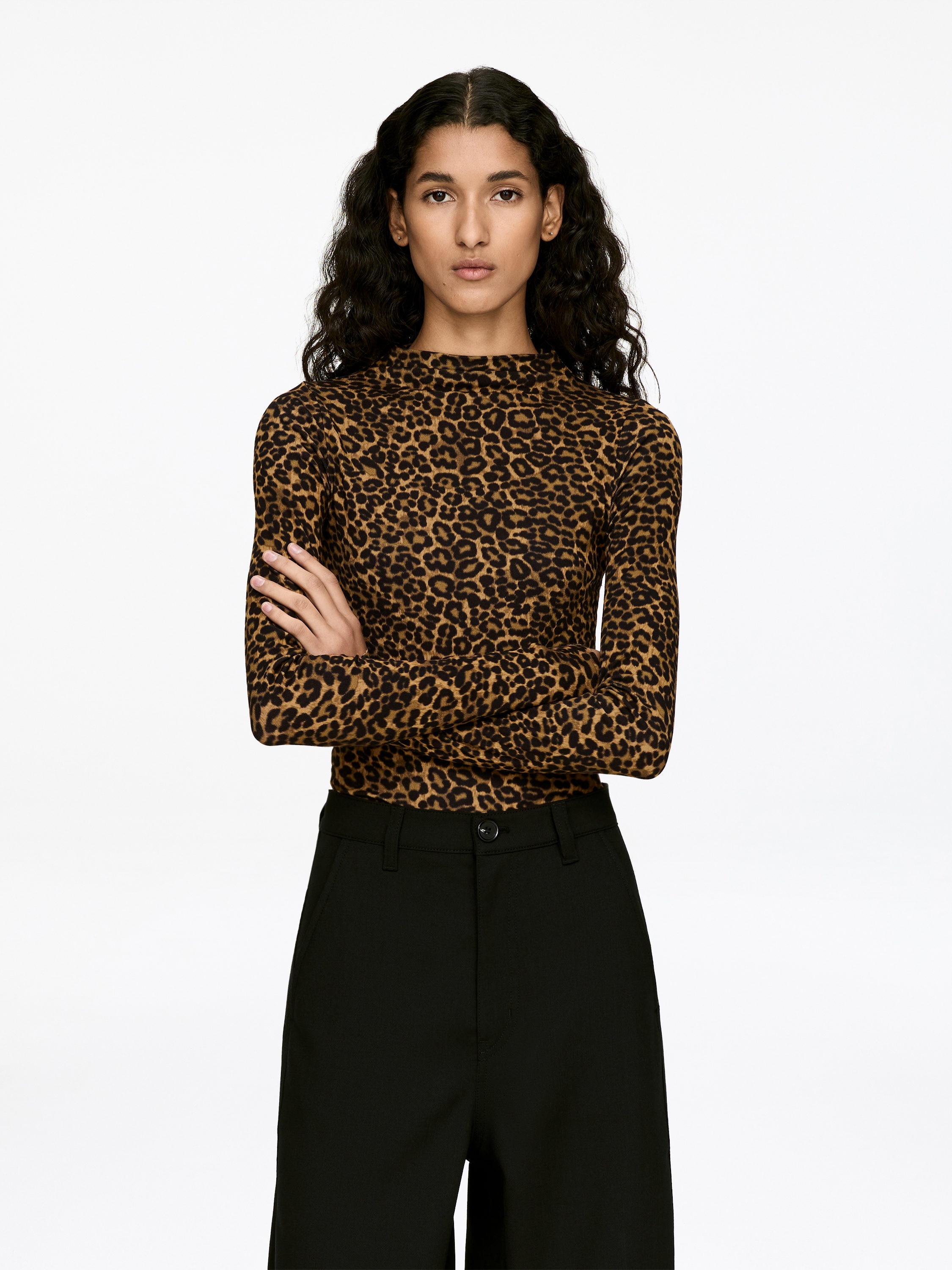 Trikåtopp med halvpolo-#8F7245-17492