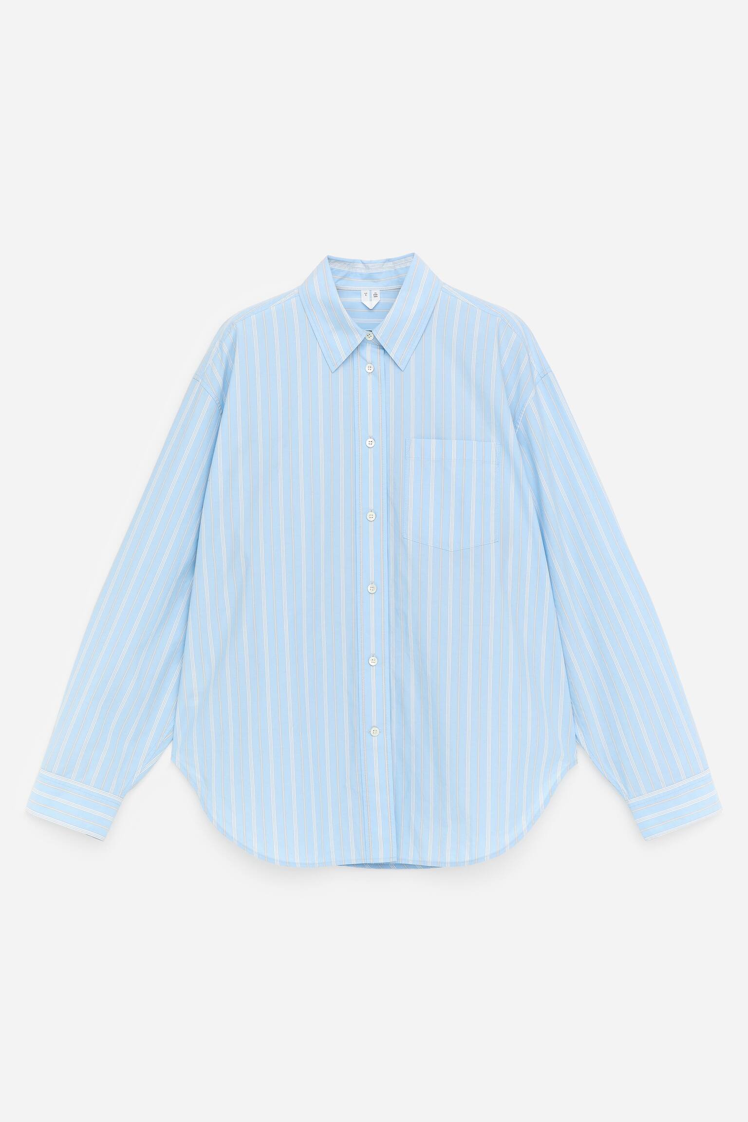 Skjorta i bomull - Ljusblå/randig/Brun/vit - 2