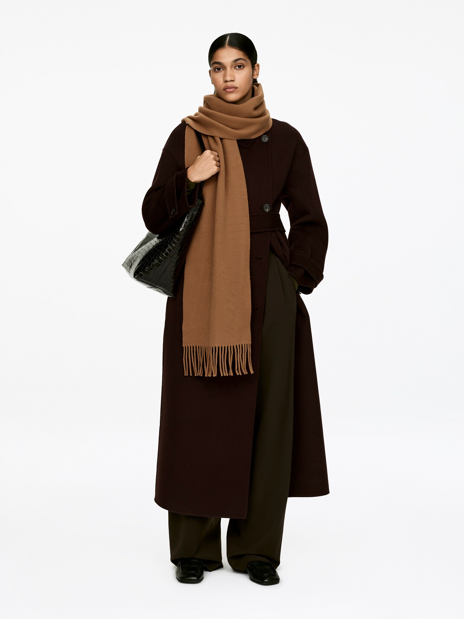 Écharpe en laine - Marron/Rouge - 3