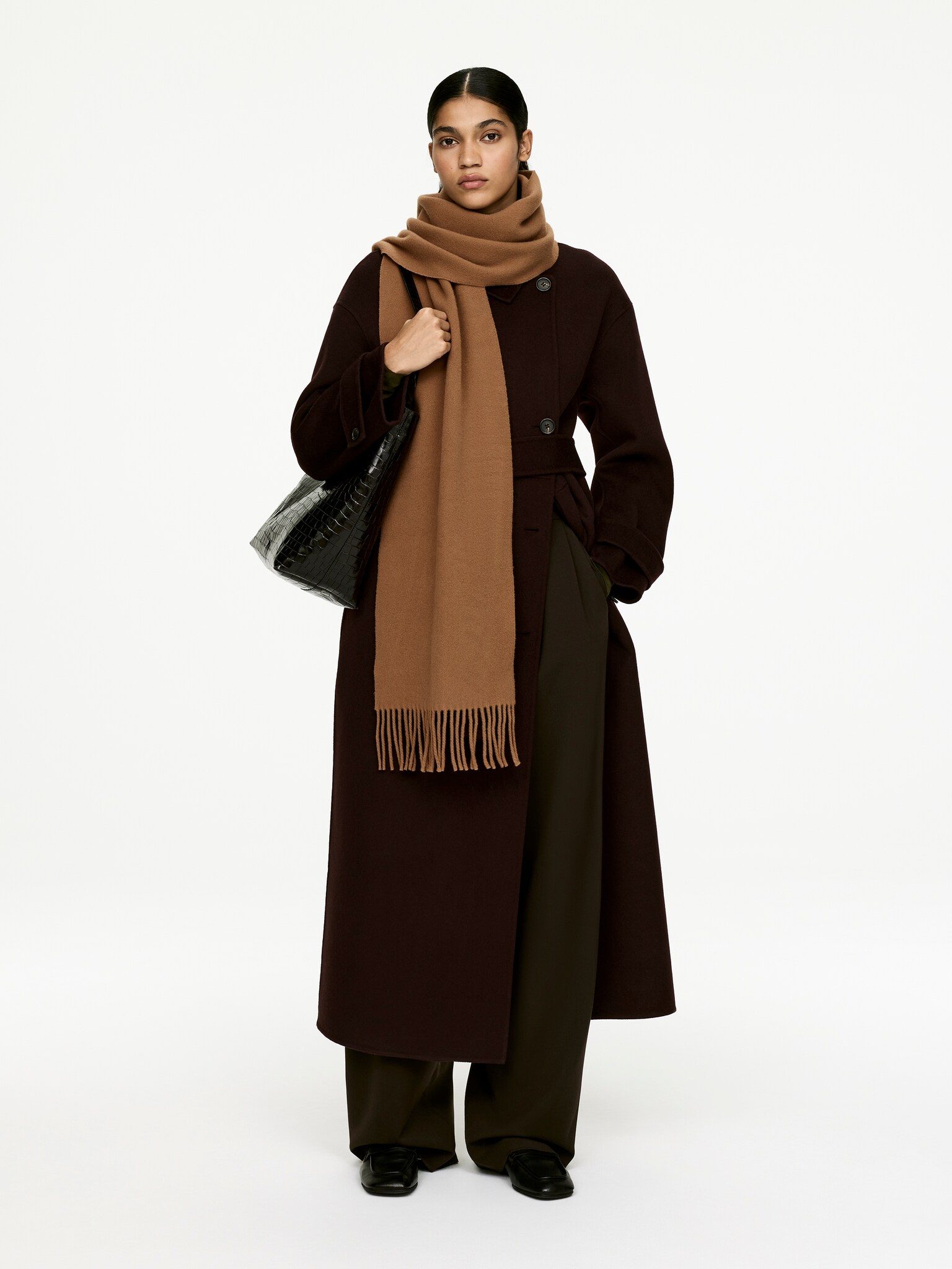Écharpe en laine - Marron/Rouge - 3