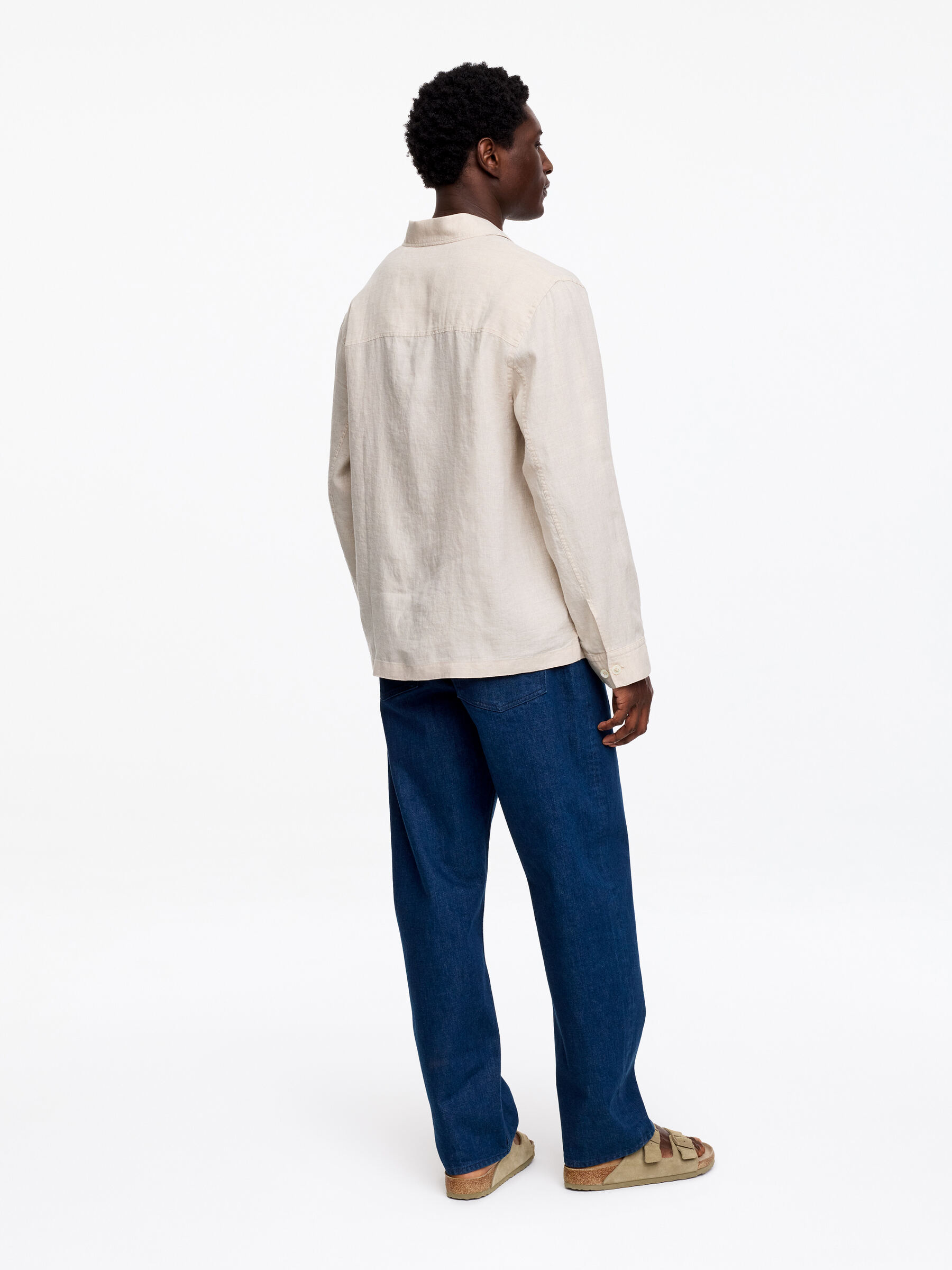 Relaxed Linen Shirt - Beige - Loose fit - Men - StillMedia/Lookbook - 3