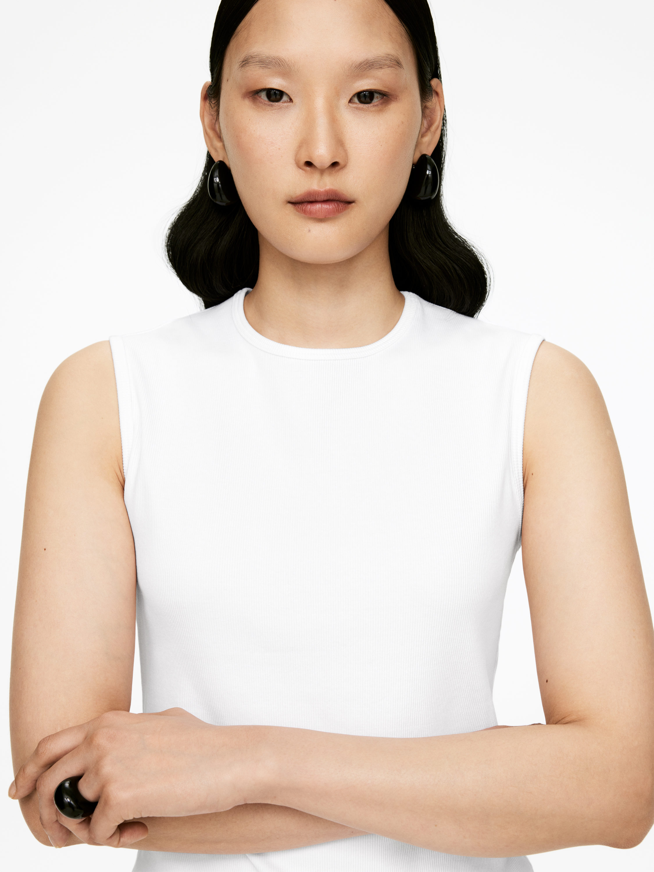 Rib Tank Top - White - Slim fit - Women - StillMedia/Lookbook - 5