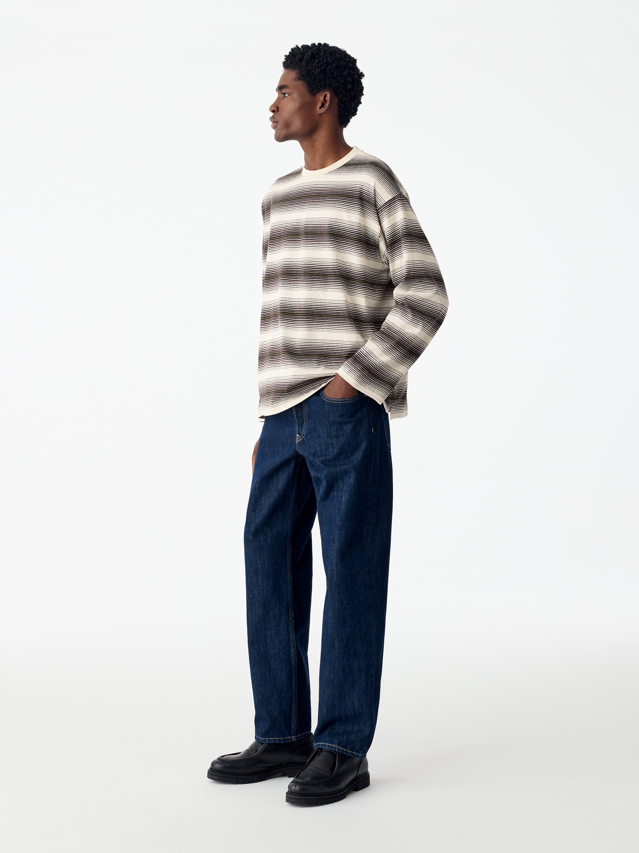 Relaxed Long-Sleeve T-Shirt - Brown/Striped - Relaxed fit - men - StillMedia/Lookbook - 5