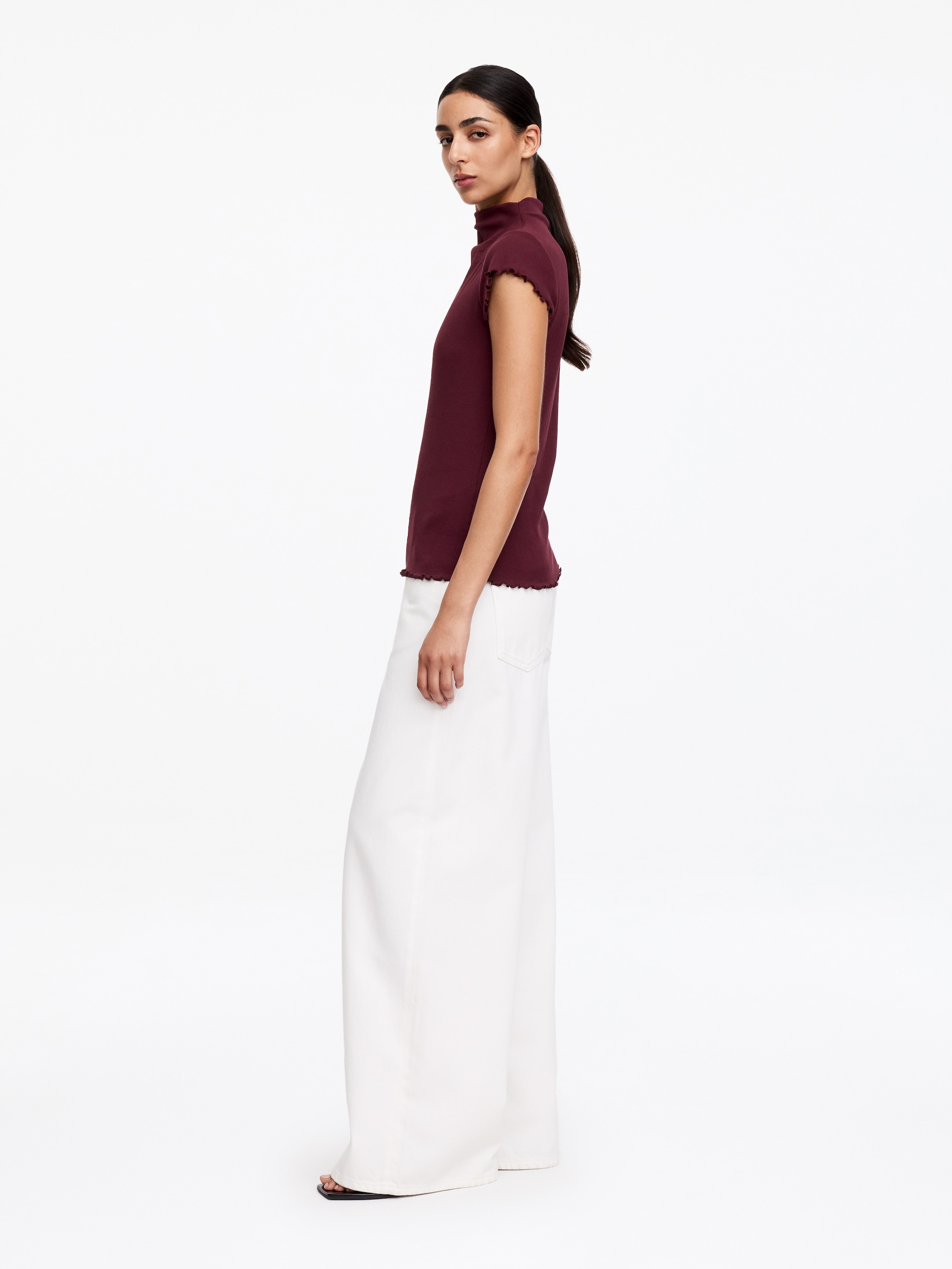 T-shirt z golfem - Ciemnoczerwony - Wąski fason - Women - StillMedia/Lookbook - 2
