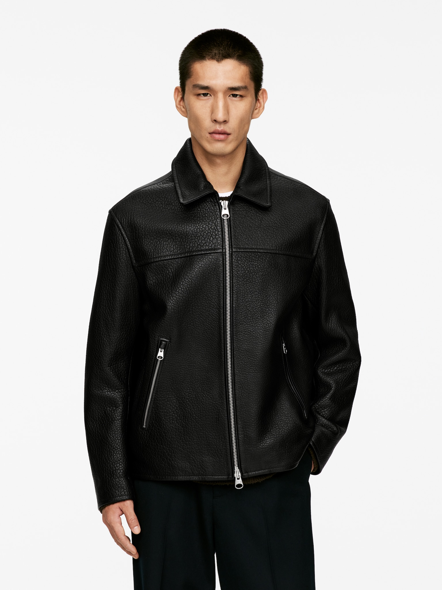 Veste en cuir - Noir - 3