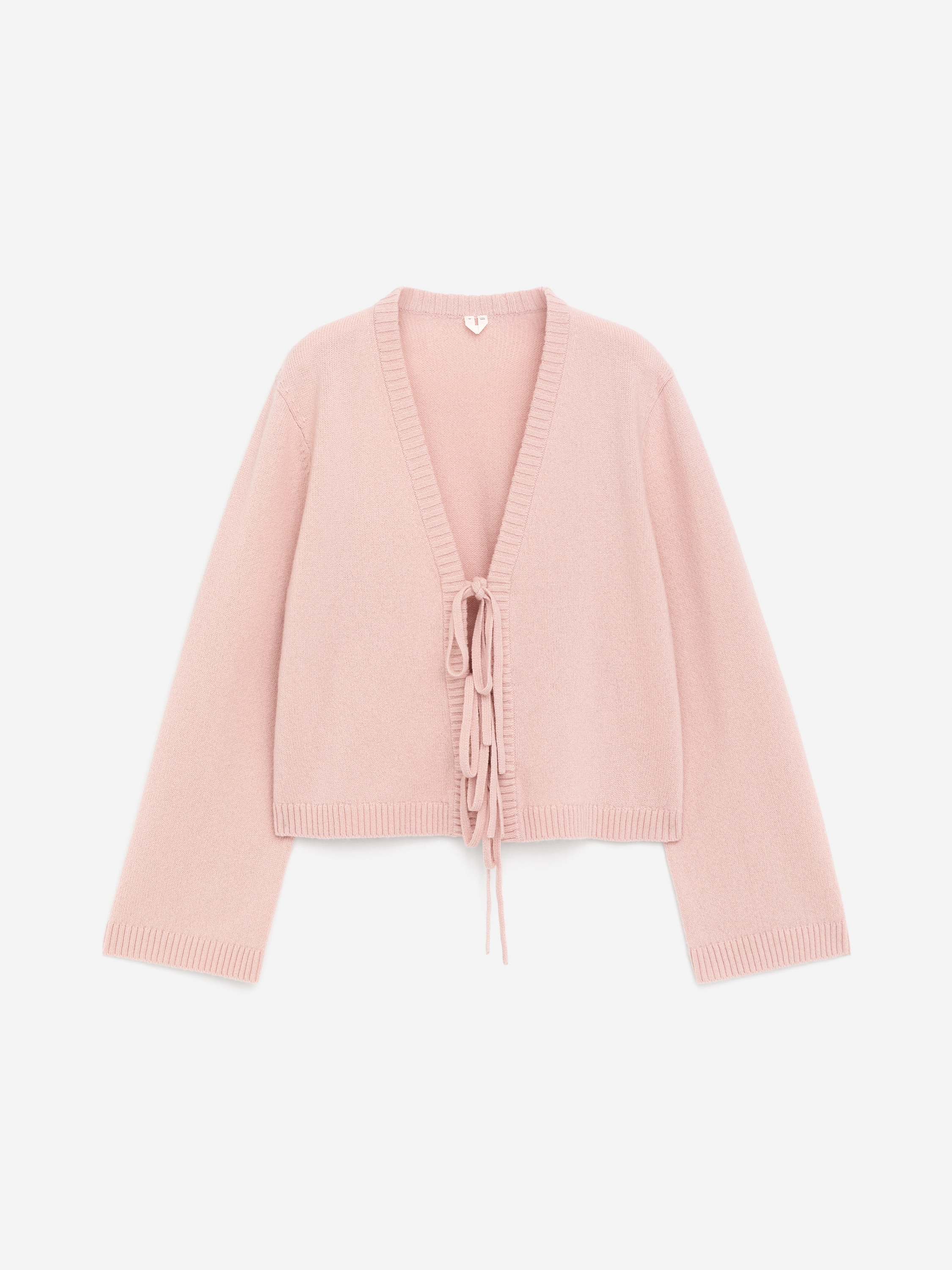 Cardigan in lana con laccetti sul davanti - Talpa chiaro