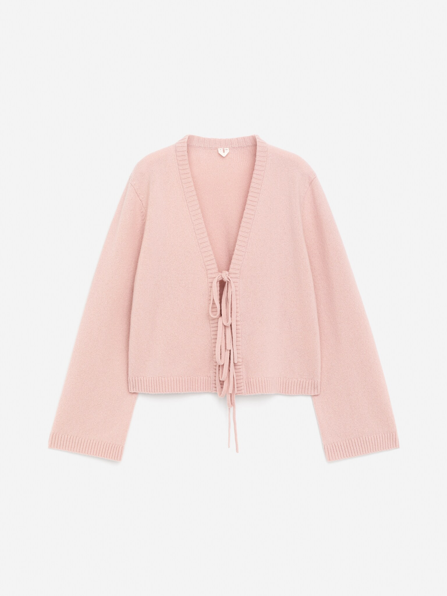 Wool Tie-Front Cardigan - Light Taupe - 1